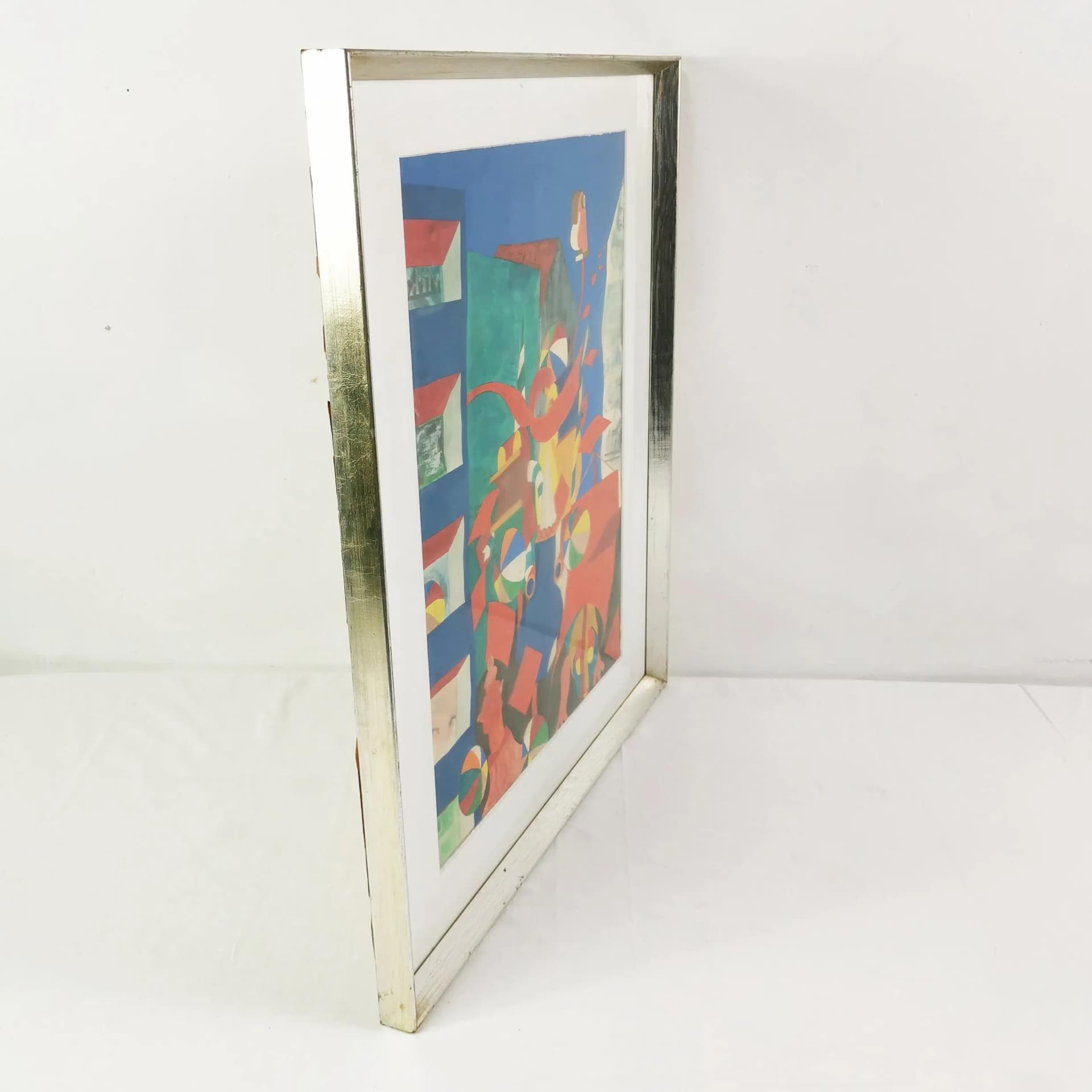 Obraz surrealistyczny, papier, akryl, proj. B. K. Jacobsen, Dania, lata 70. - 335963