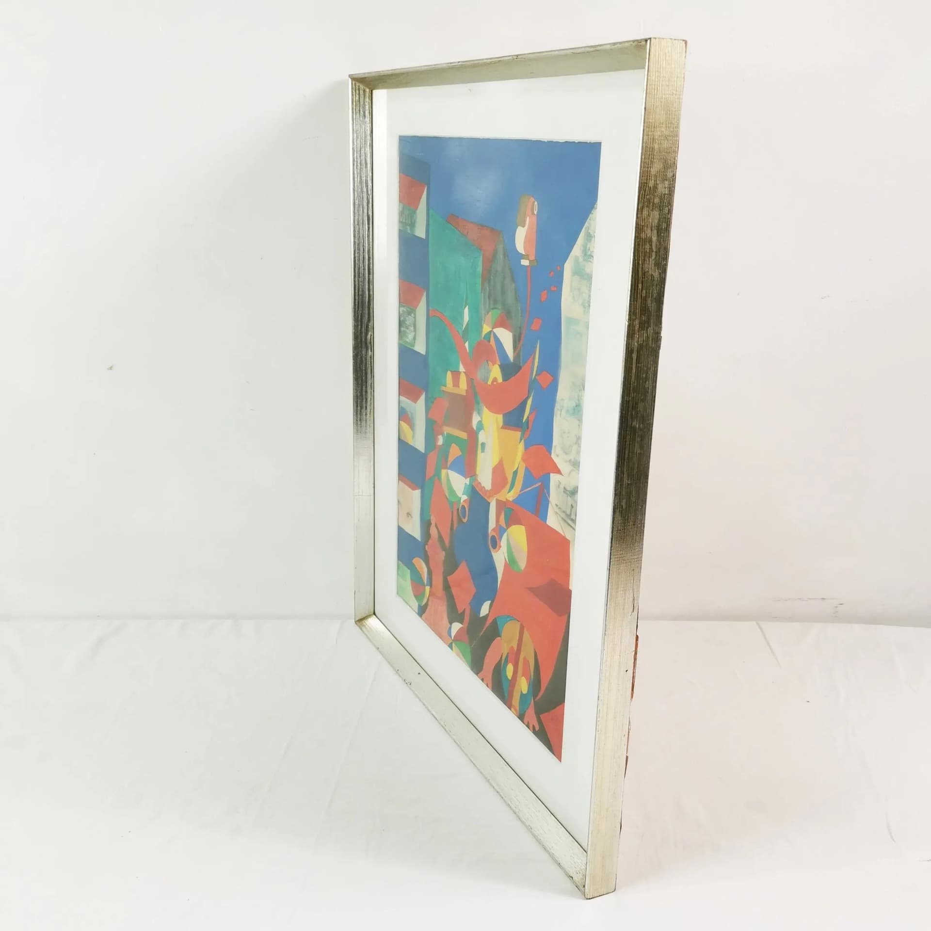 Obraz surrealistyczny, papier, akryl, proj. B. K. Jacobsen, Dania, lata 70. - 335964