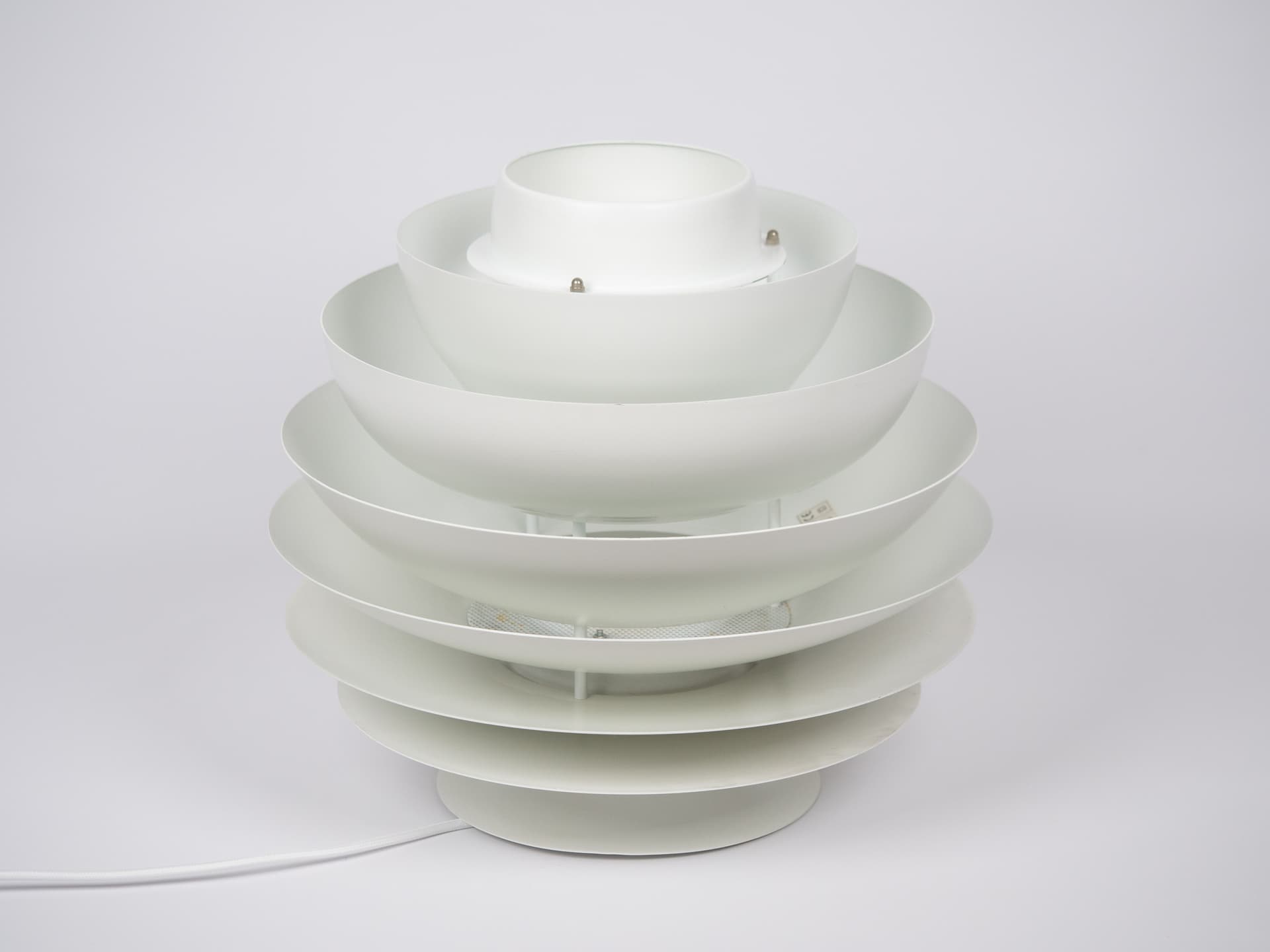 Pair of pendant lamps, silver aluminum, by B. Karlby, Lyfa, Denmark, 1960s. - 335954