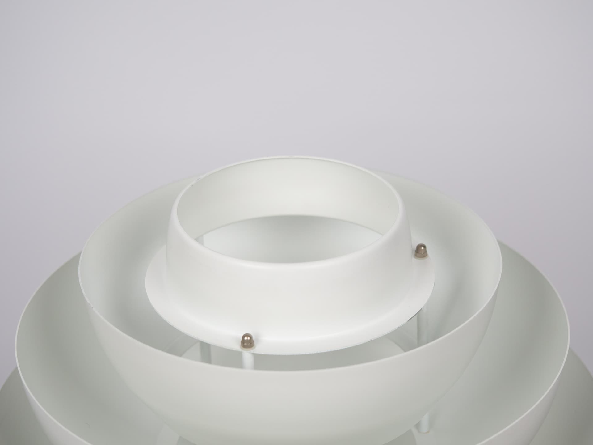Pair of pendant lamps, silver aluminum, by B. Karlby, Lyfa, Denmark, 1960s. - 335955