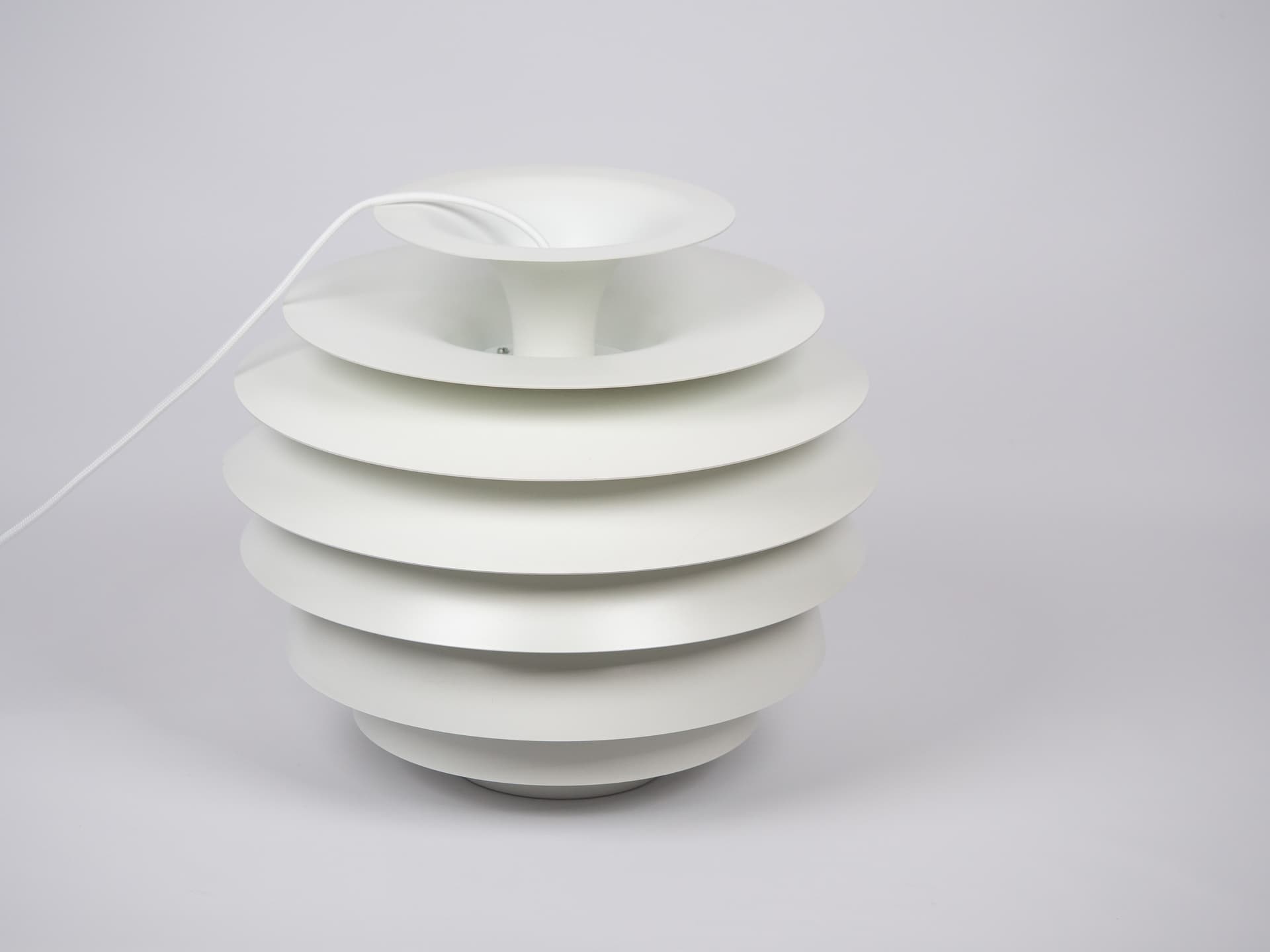 Pair of pendant lamps, silver aluminum, by B. Karlby, Lyfa, Denmark, 1960s. - 335951