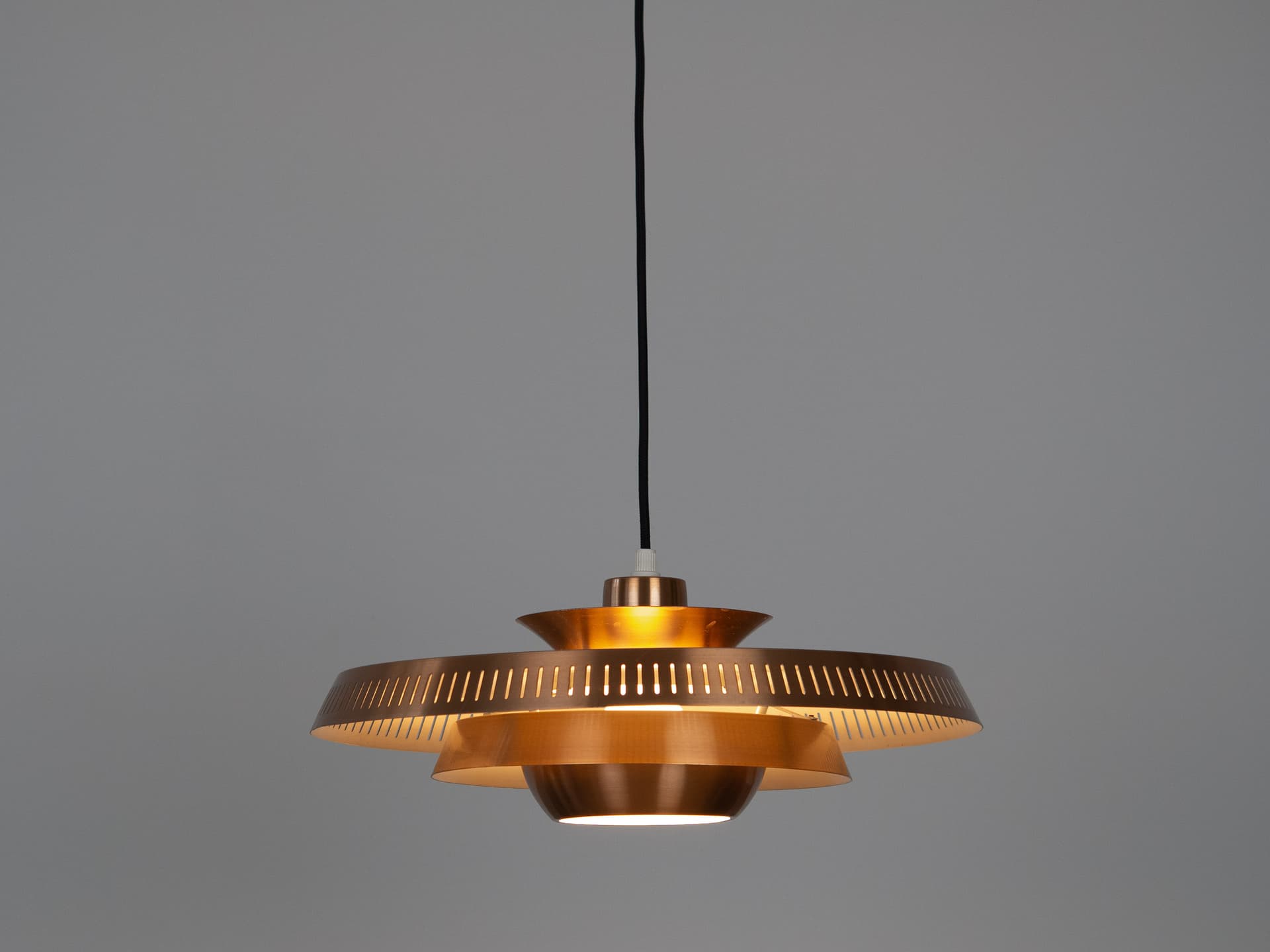 Pendant Lamp Nova, gold, metal, by J. Hammerborg, Fog & Mørup, Denmark, 1960s. - 336311