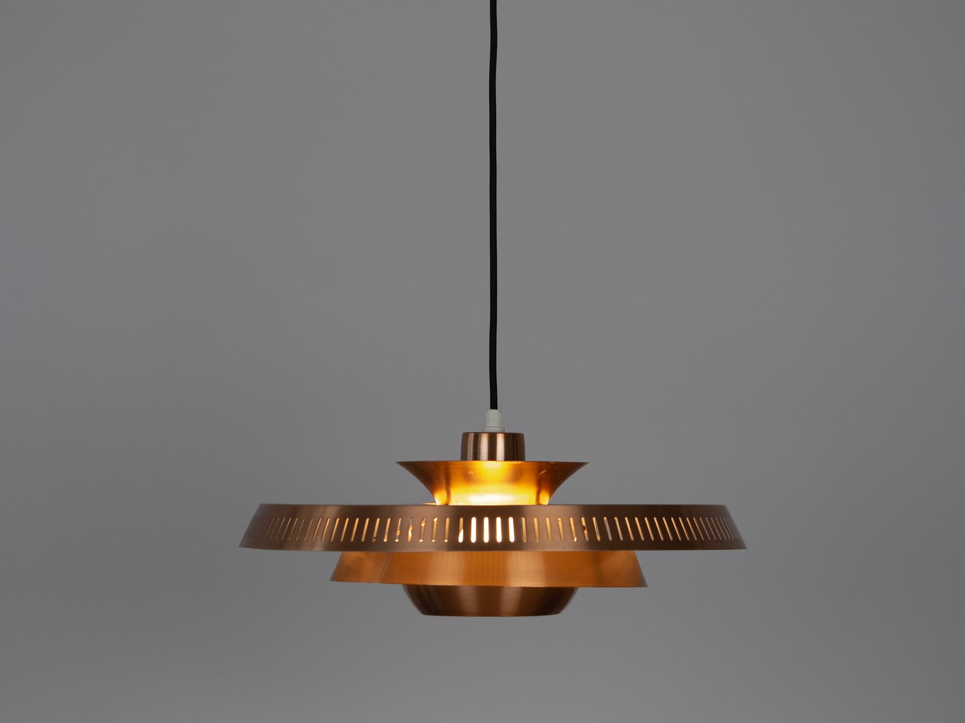 Pendant Lamp Nova, gold, metal, by J. Hammerborg, Fog & Mørup, Denmark, 1960s. - 336309