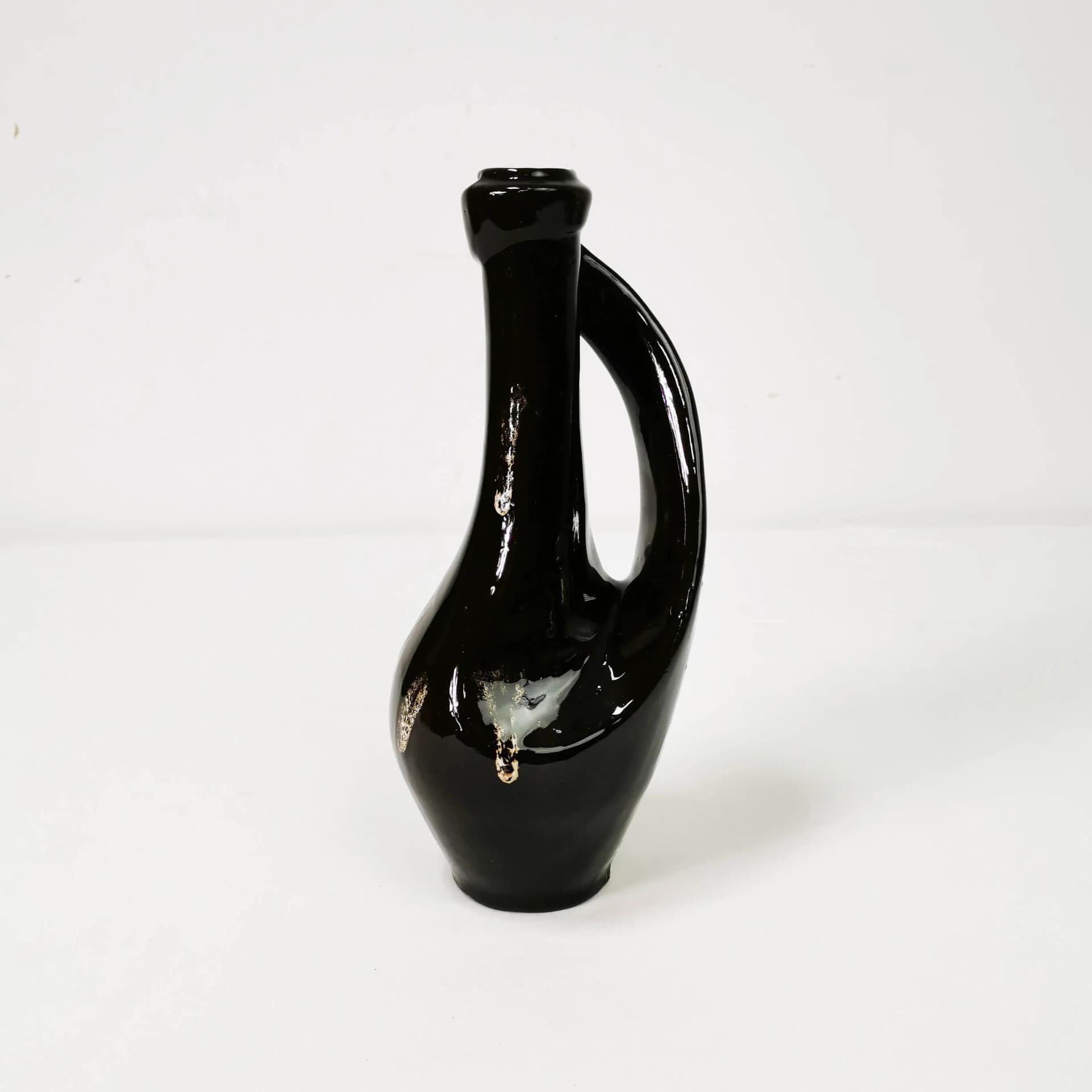Vase-bottle, black, ceramics, Poland, 1960s - 336937