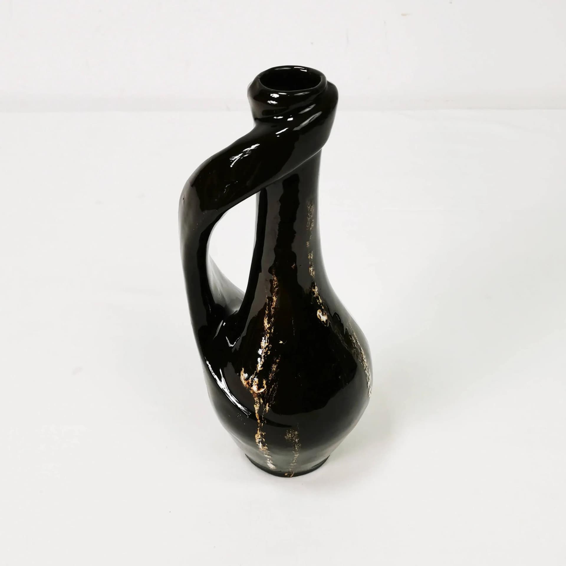 Vase-bottle, black, ceramics, Poland, 1960s - 336932