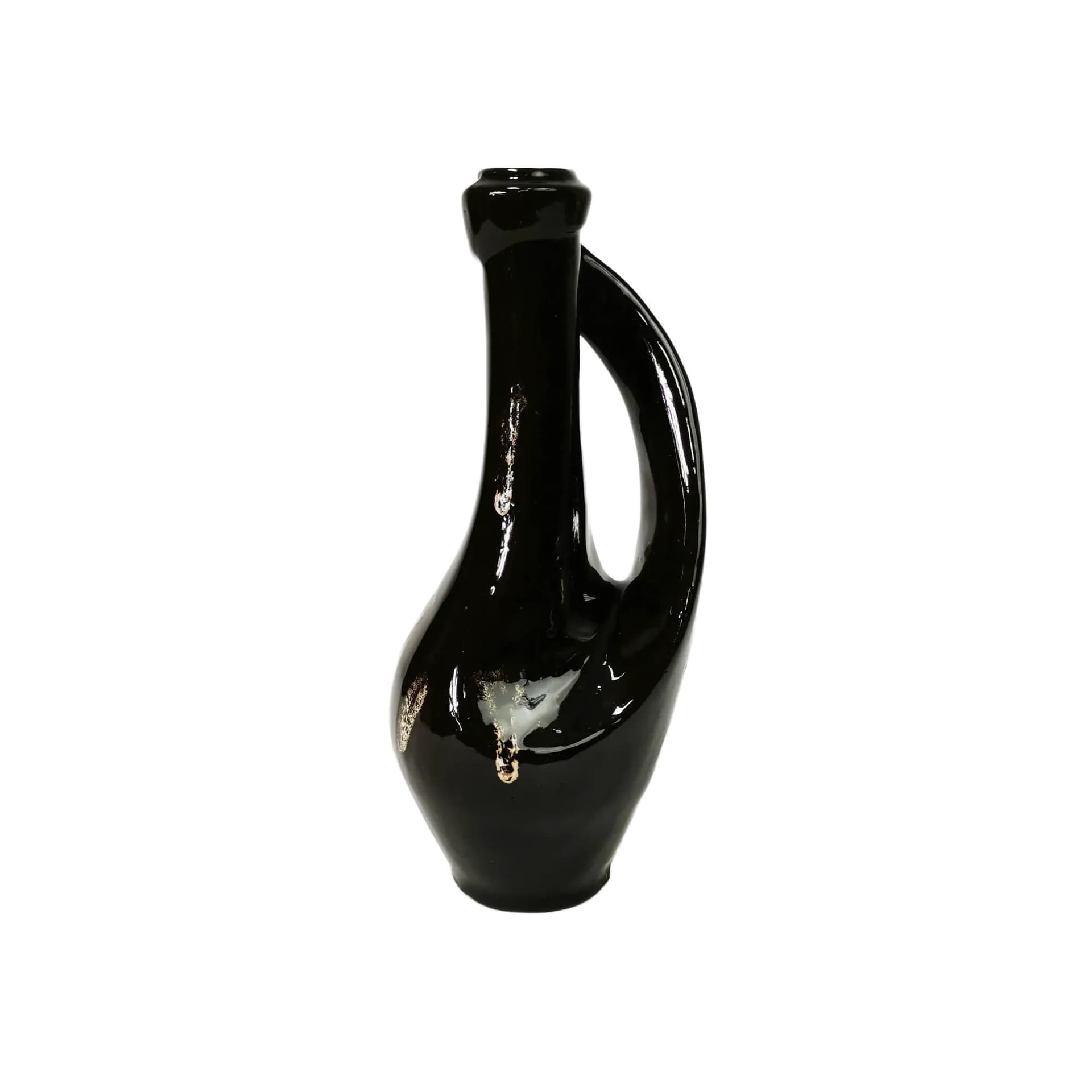 Vase-bottle, black, ceramics, Poland, 1960s