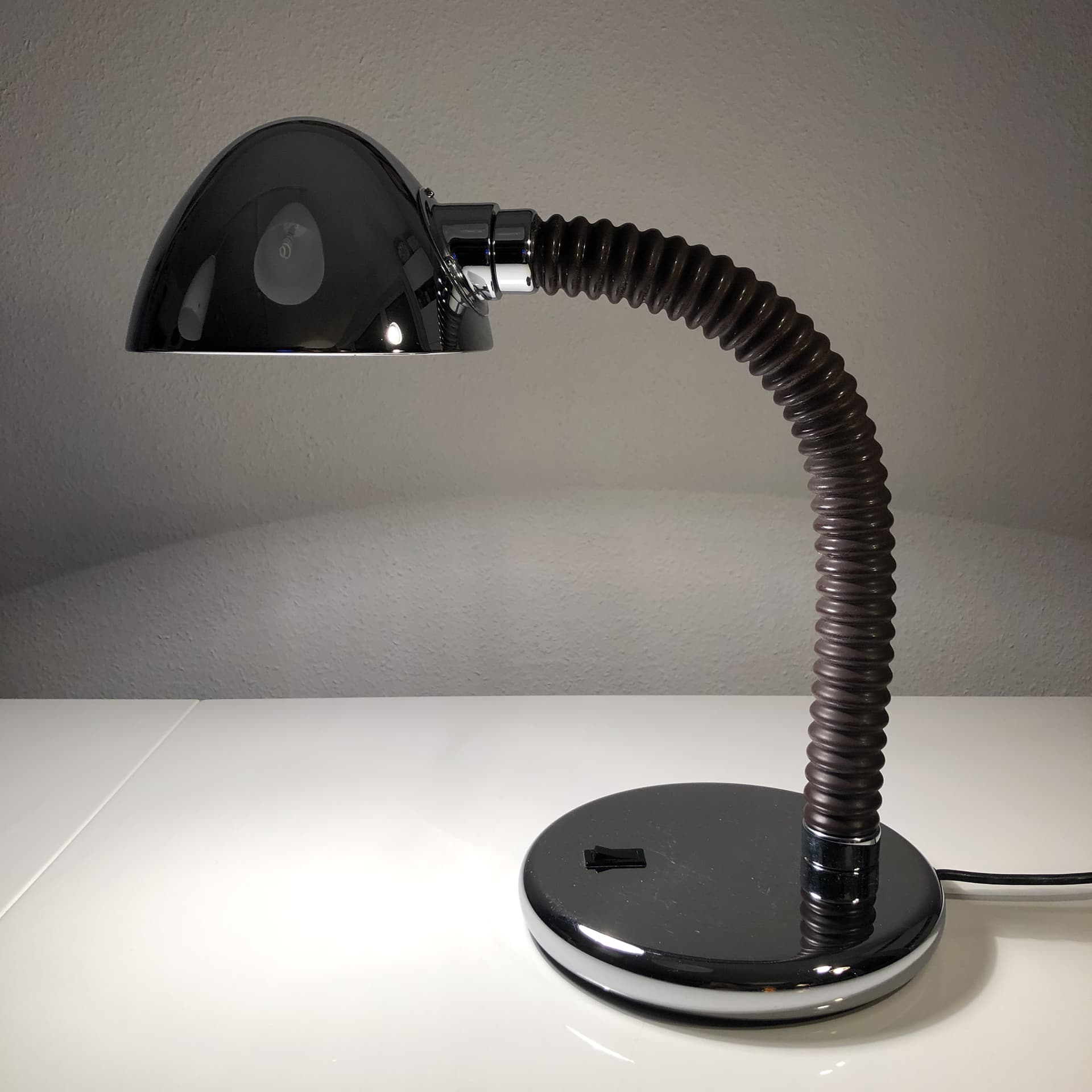 Lampa biurkowa, stal chromowana srebrna, Niemcy, lata 70. - 25183