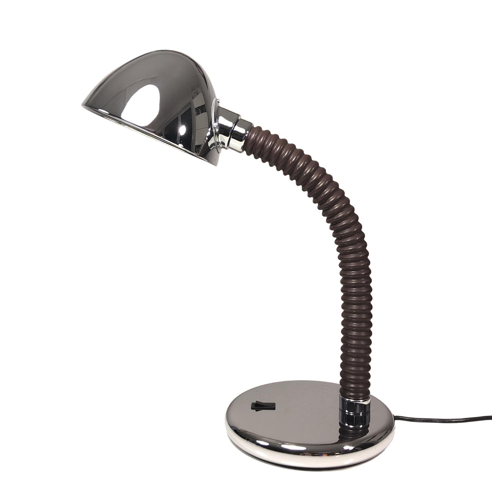 Lampa biurkowa, stal chromowana srebrna, Niemcy, lata 70.