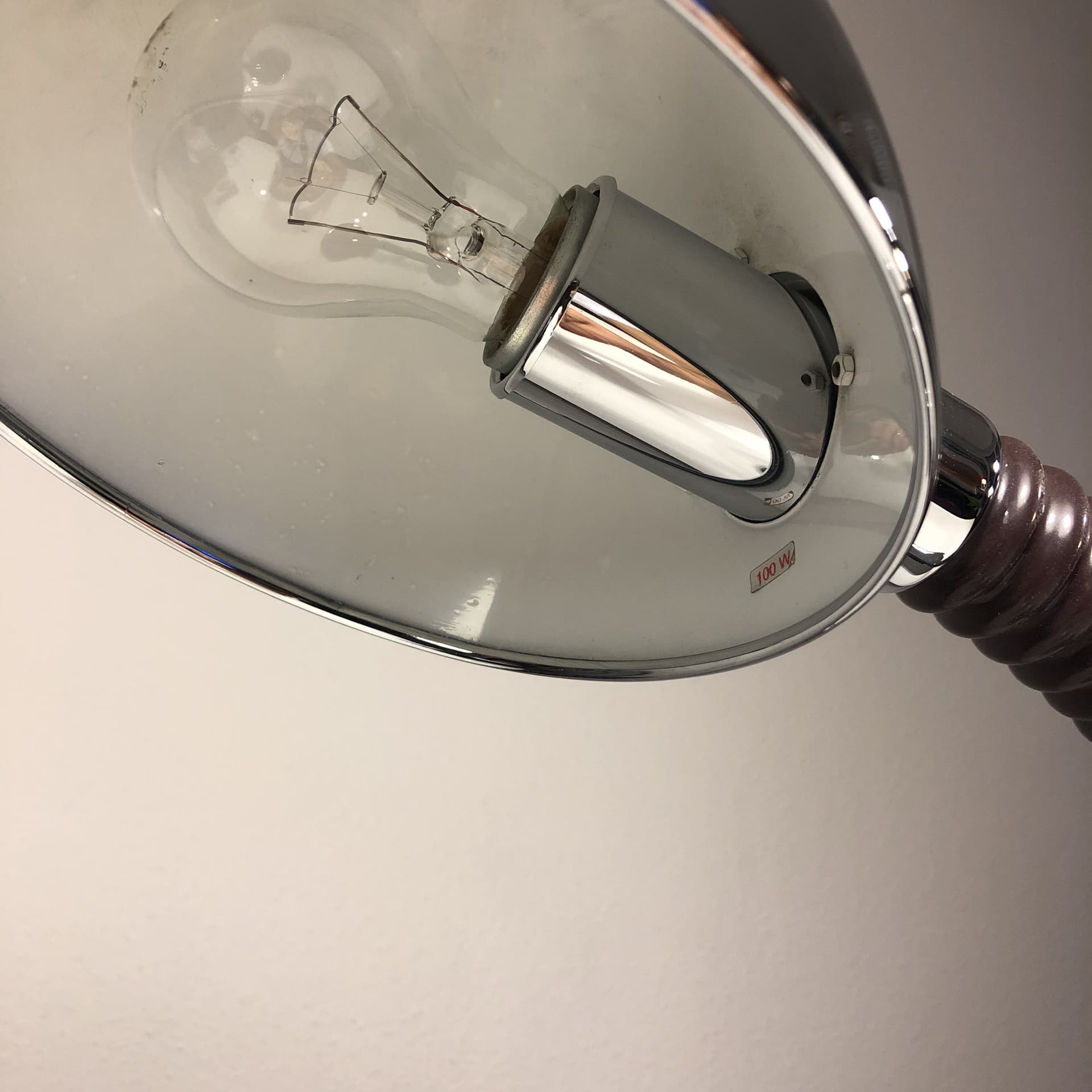 Lampa biurkowa, stal chromowana srebrna, Niemcy, lata 70. - 25185