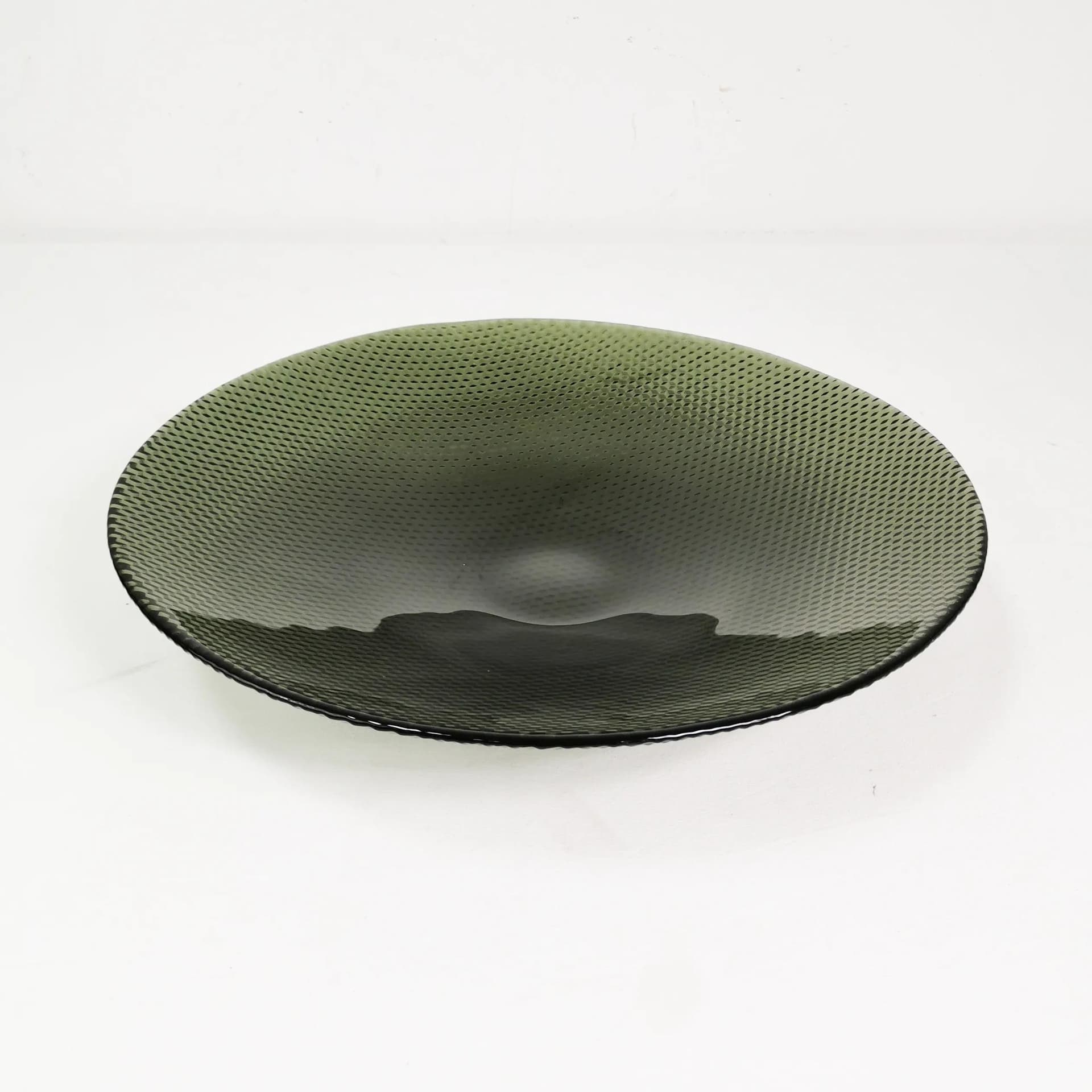 Centerpiece bowl, green glass, by T. Jorgenson, Helmegaard Glasvaerk, Denmark, 1980s. - 336922