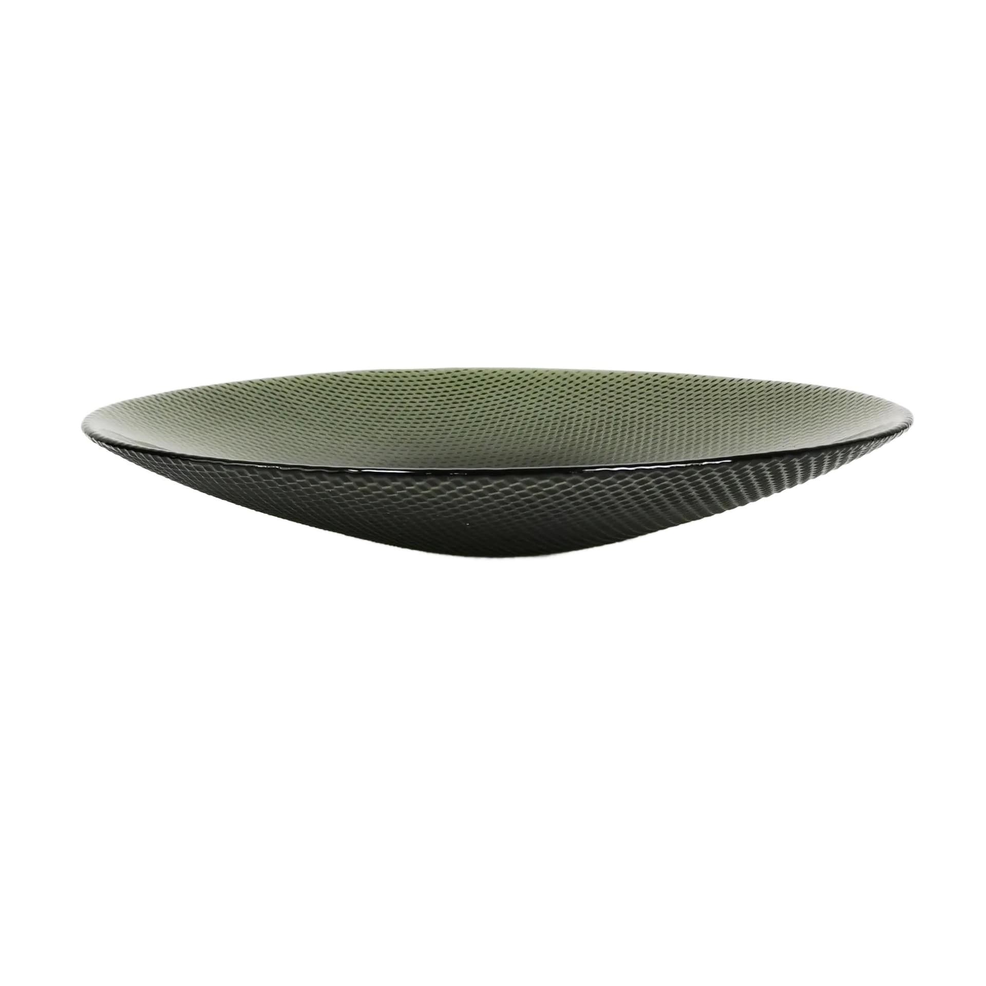 Centerpiece bowl, green glass, by T. Jorgenson, Helmegaard Glasvaerk, Denmark, 1980s.