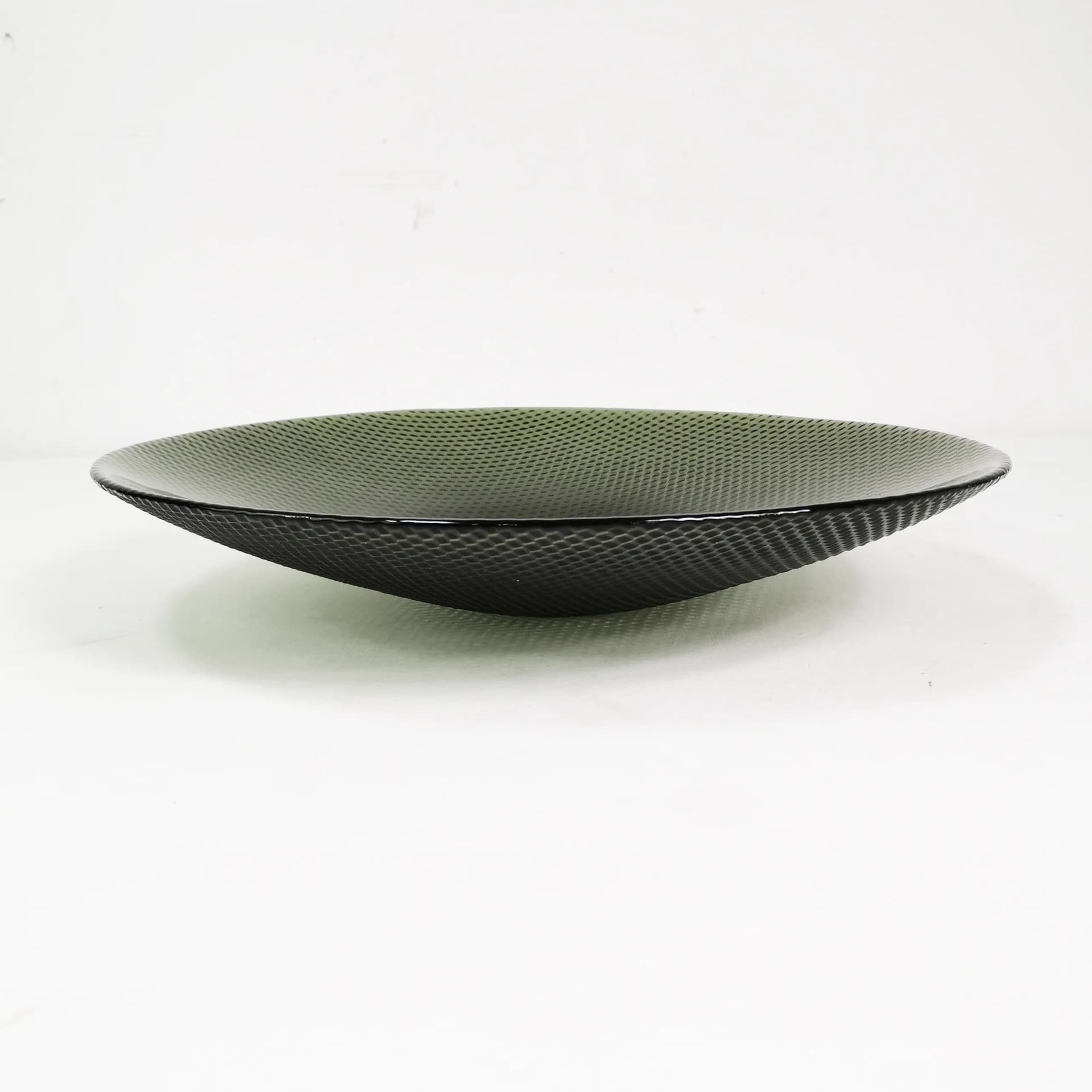 Centerpiece bowl, green glass, by T. Jorgenson, Helmegaard Glasvaerk, Denmark, 1980s. - 336924