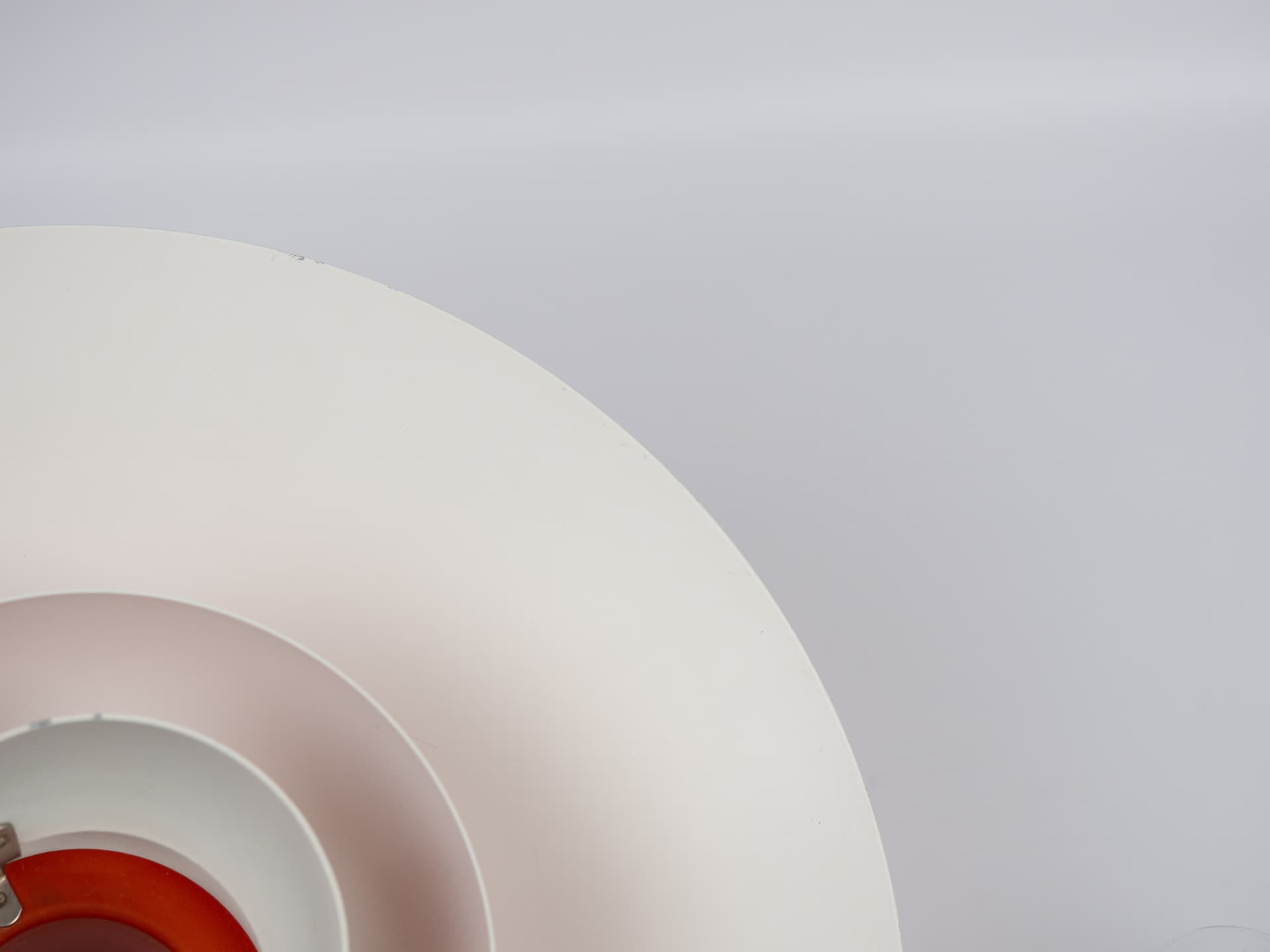 Pendant lamp PH 4/3, red orange, aluminum, by P. Henningsen, Louis Poulsen, Denmark, 1970s. - 336390