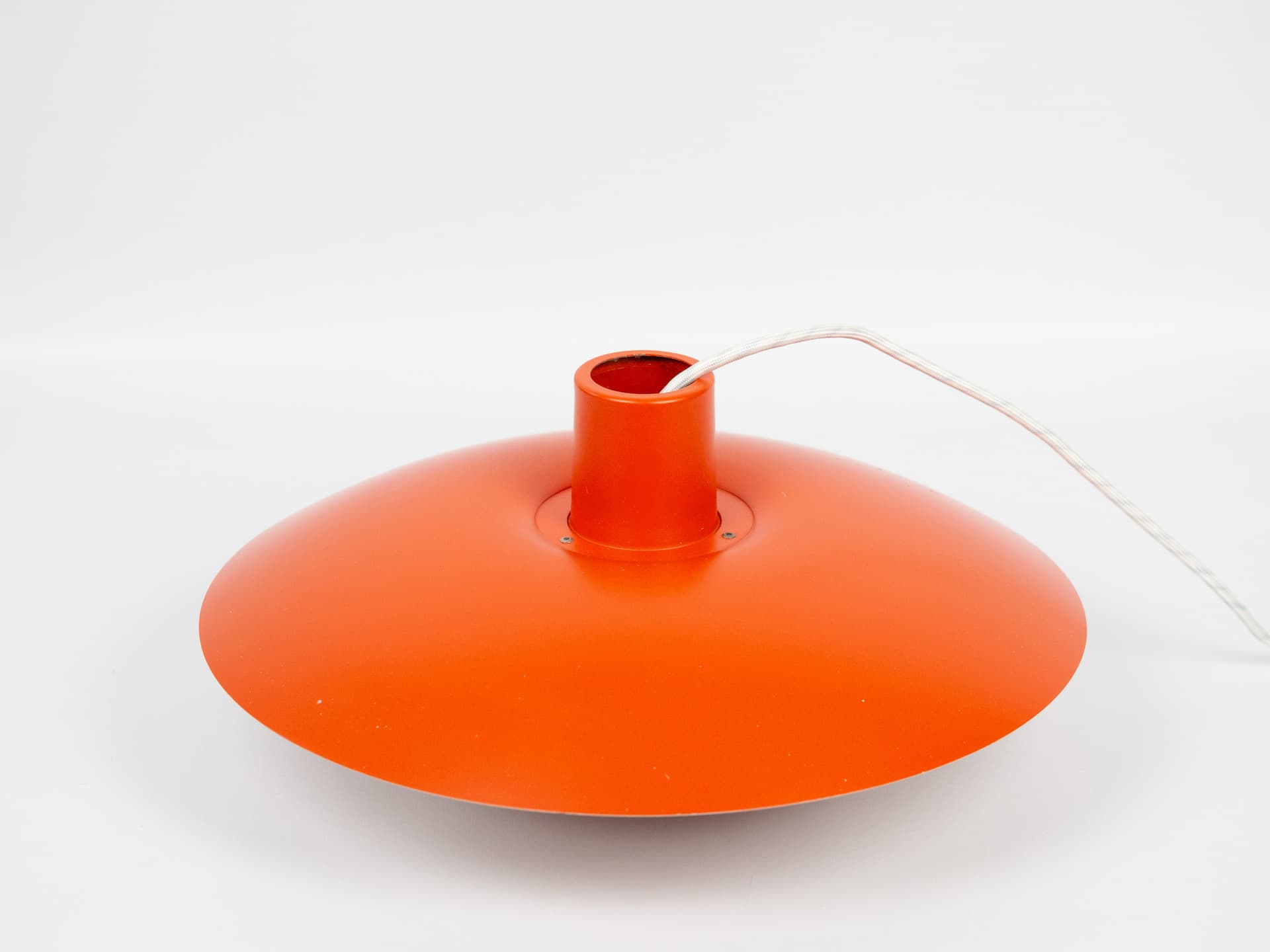 Pendant lamp PH 4/3, red orange, aluminum, by P. Henningsen, Louis Poulsen, Denmark, 1970s. - 336384
