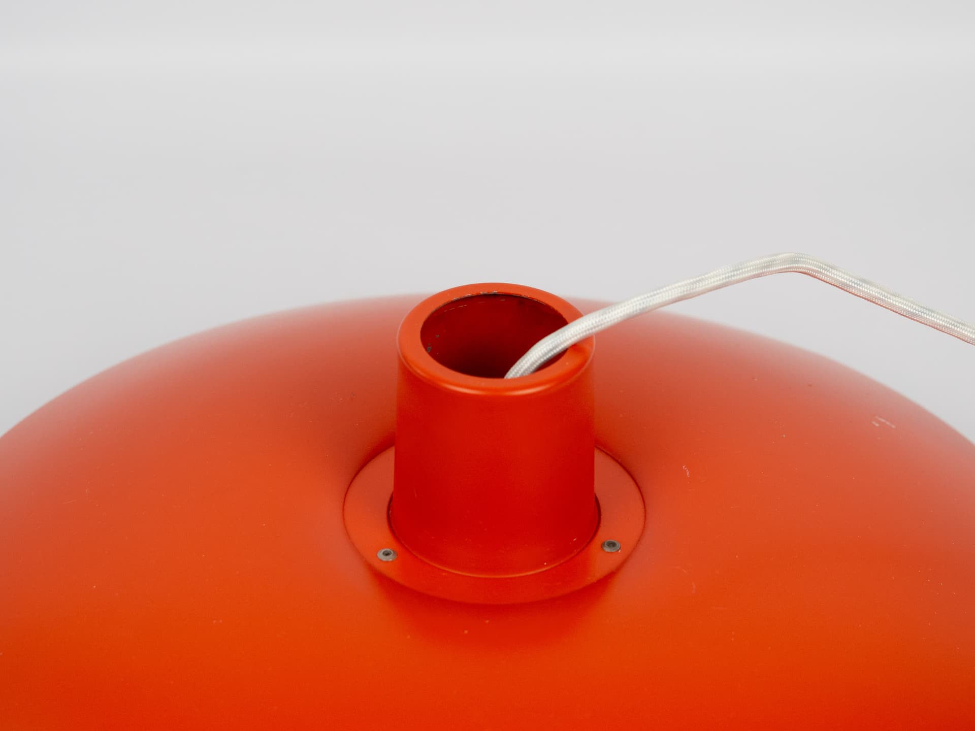Pendant lamp PH 4/3, red orange, aluminum, by P. Henningsen, Louis Poulsen, Denmark, 1970s. - 336385