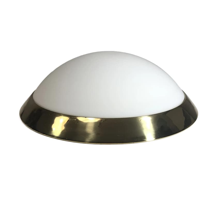 White and Gilt Opaline Glass Ceiling or Wall Lamp, Böhmer Leuchten, Germany, 1990s