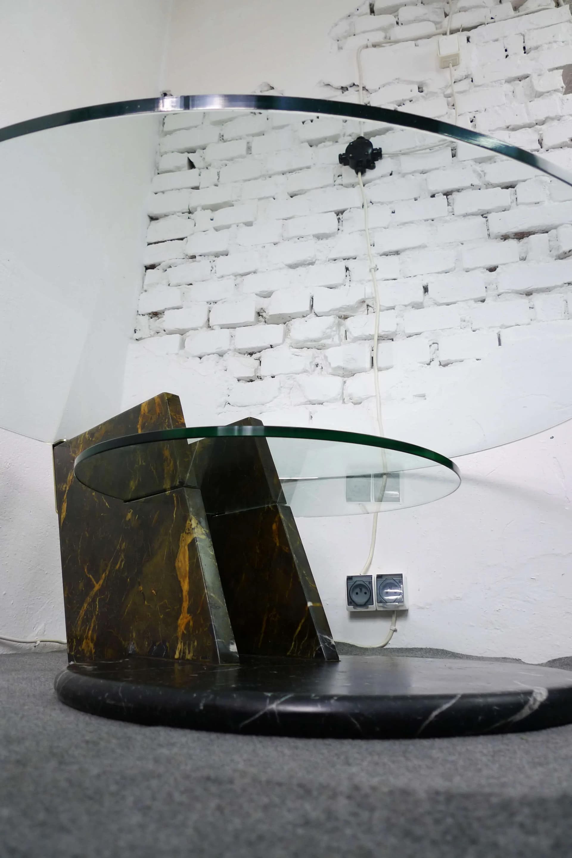 Coffee Table Modernist, black marble, transparent glass, Switzerland, 1970s - 336729