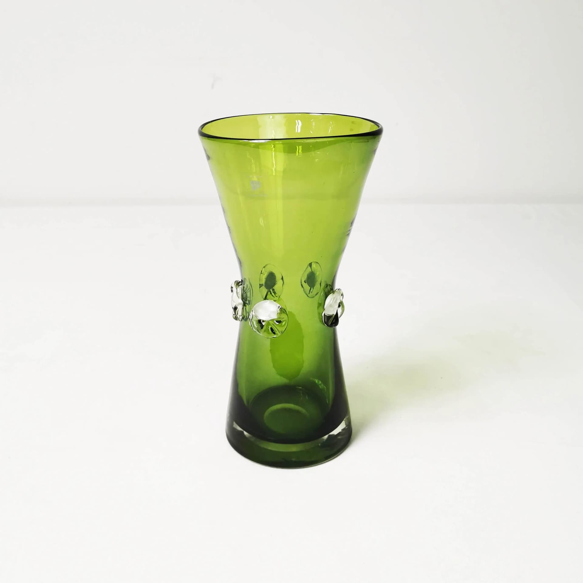 Vase, green white, glass, Italy, 1970s. - 336663