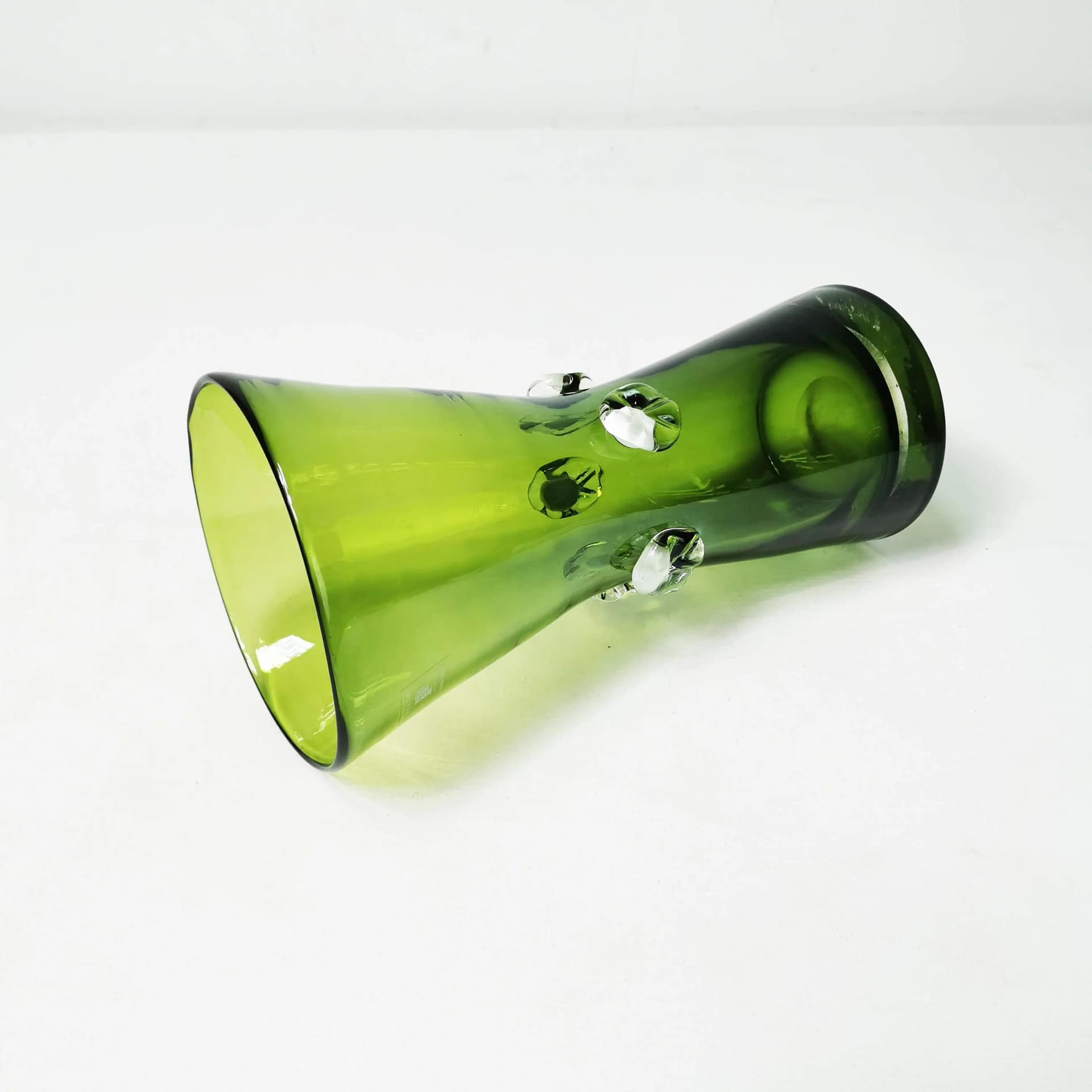 Vase, green white, glass, Italy, 1970s. - 336658