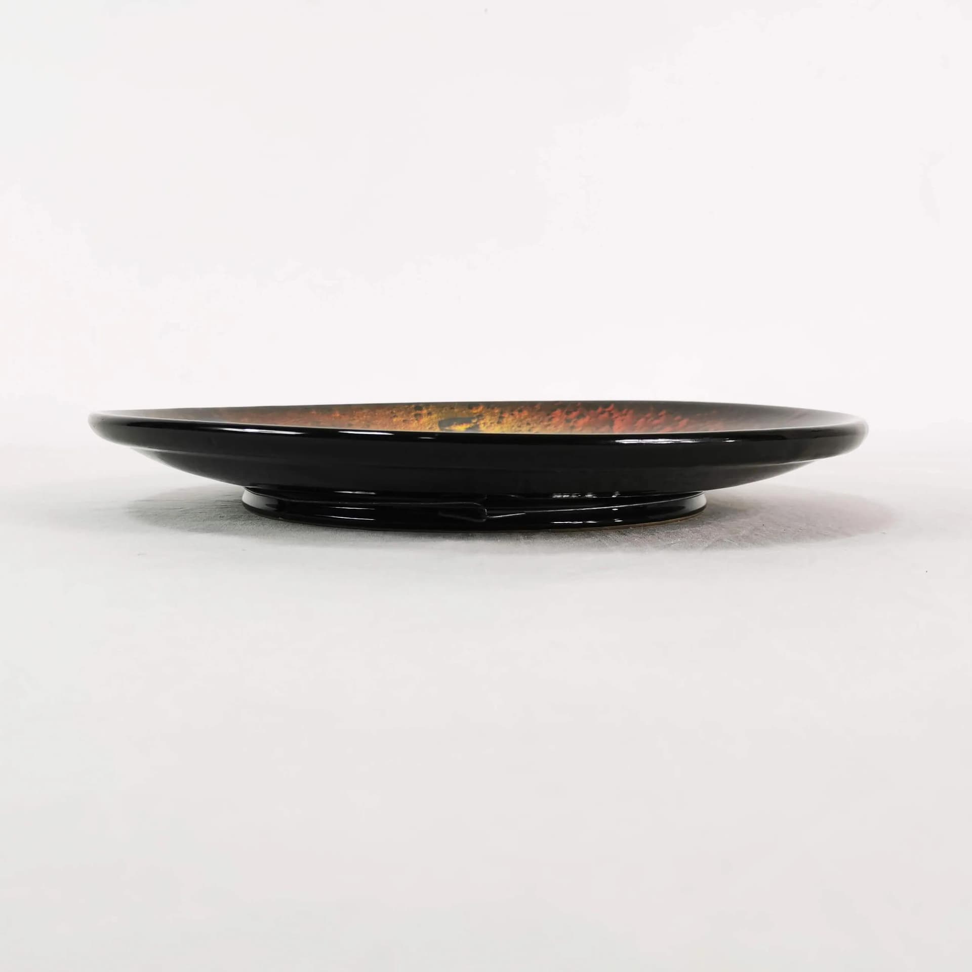 Wall plate Op-Art, orange red yellow black, stoneware, by L. Cellarosi, Italy, 1970s. - 336647