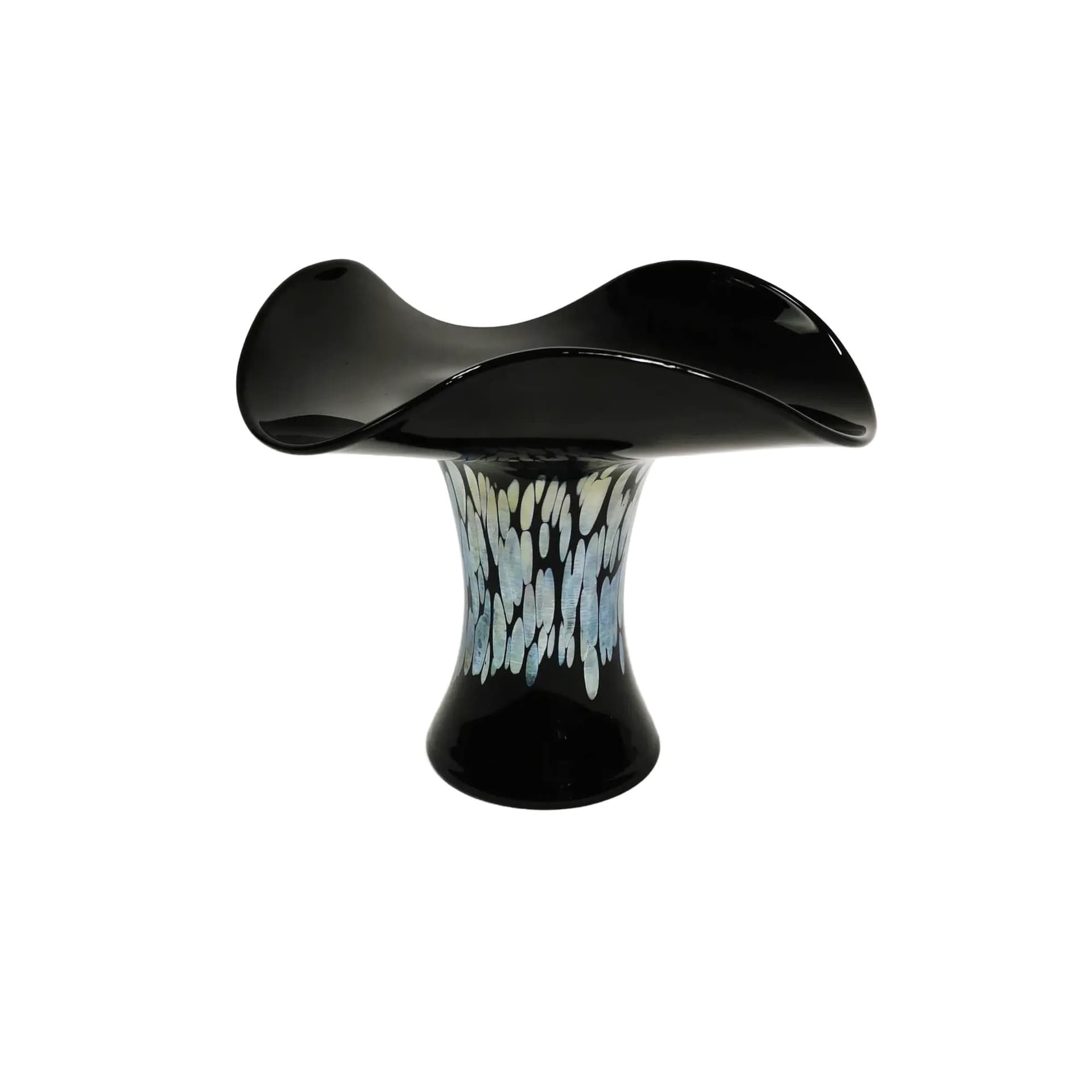 Vase, iridescent black glass, by E. Eisch, Germany, 1970s.