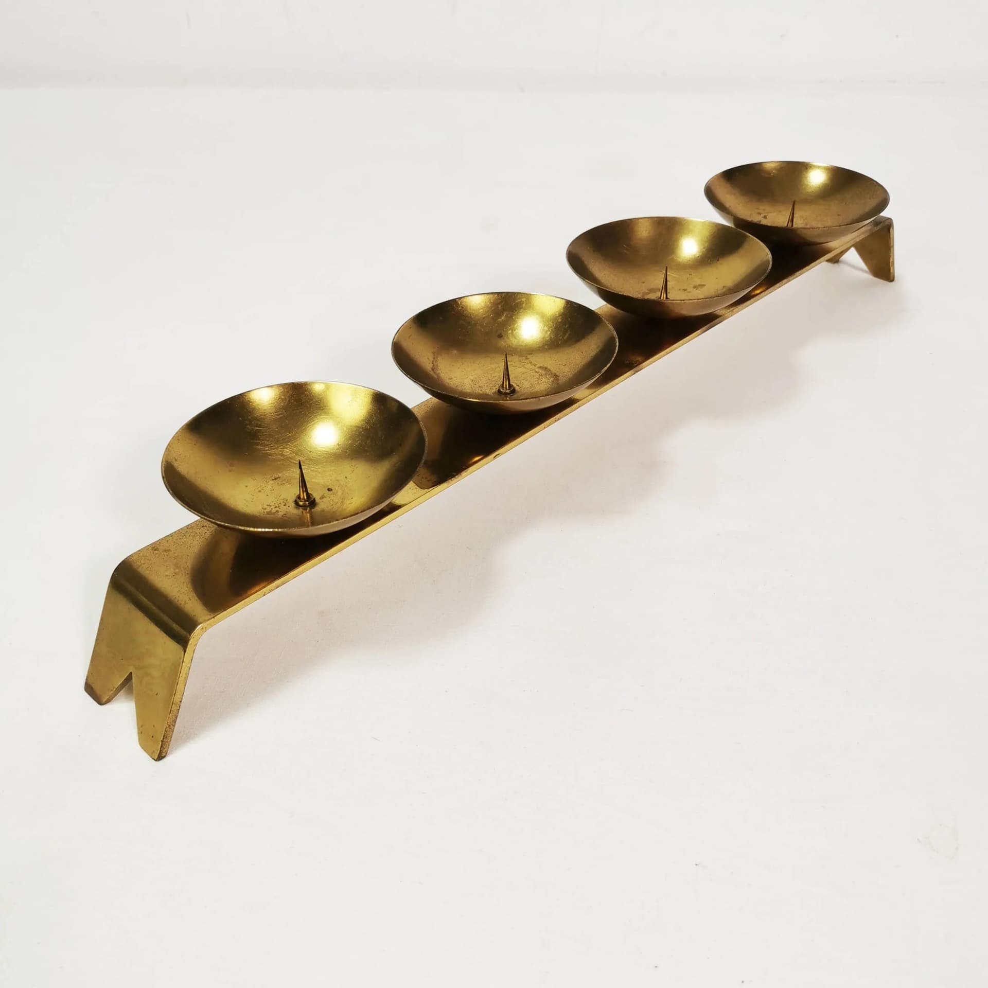 Modernist candleholder, gold brass, Germany, 1960s - 336571