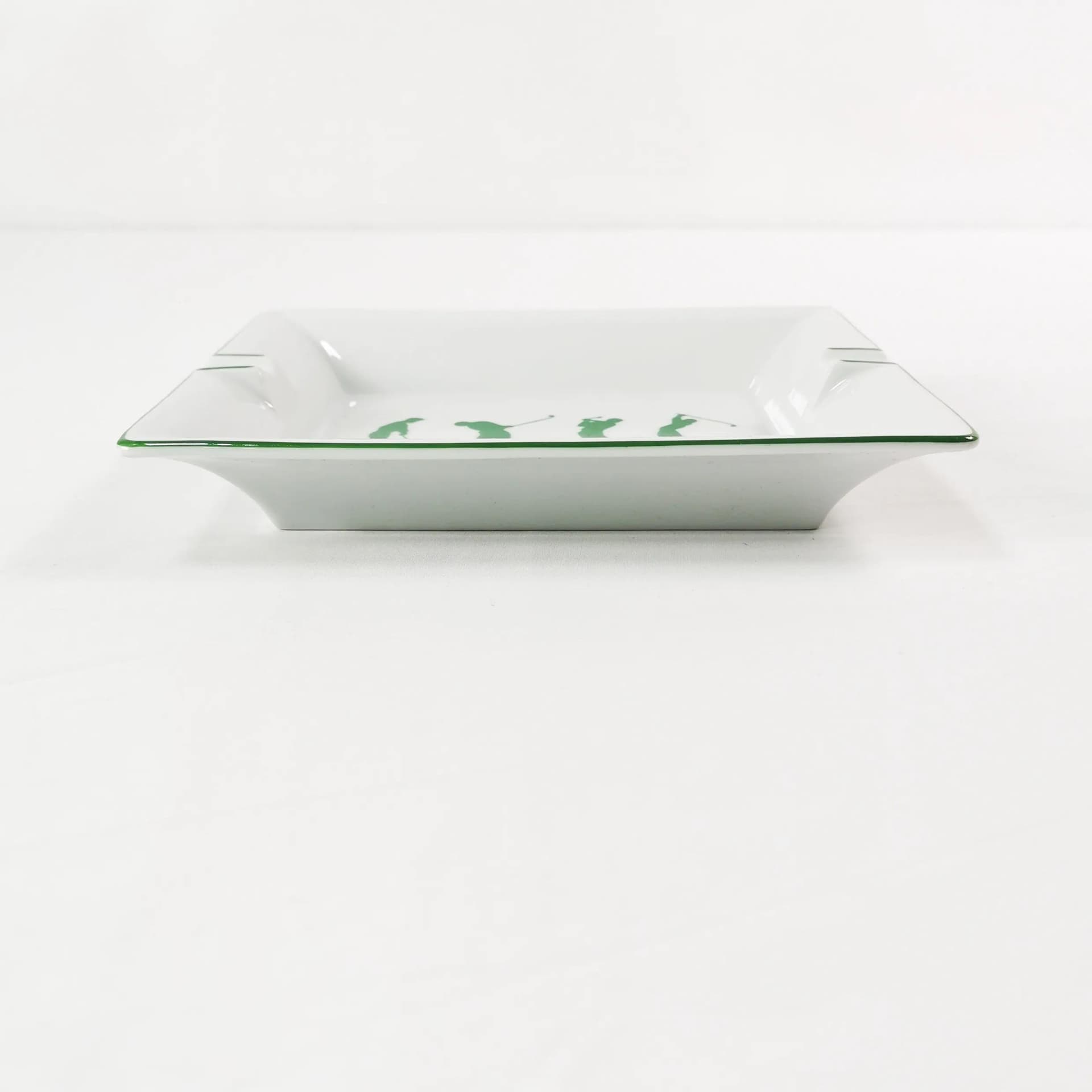 Popielnica na cygara, porcelana biała zielona, Francja, lata 80. - 336522