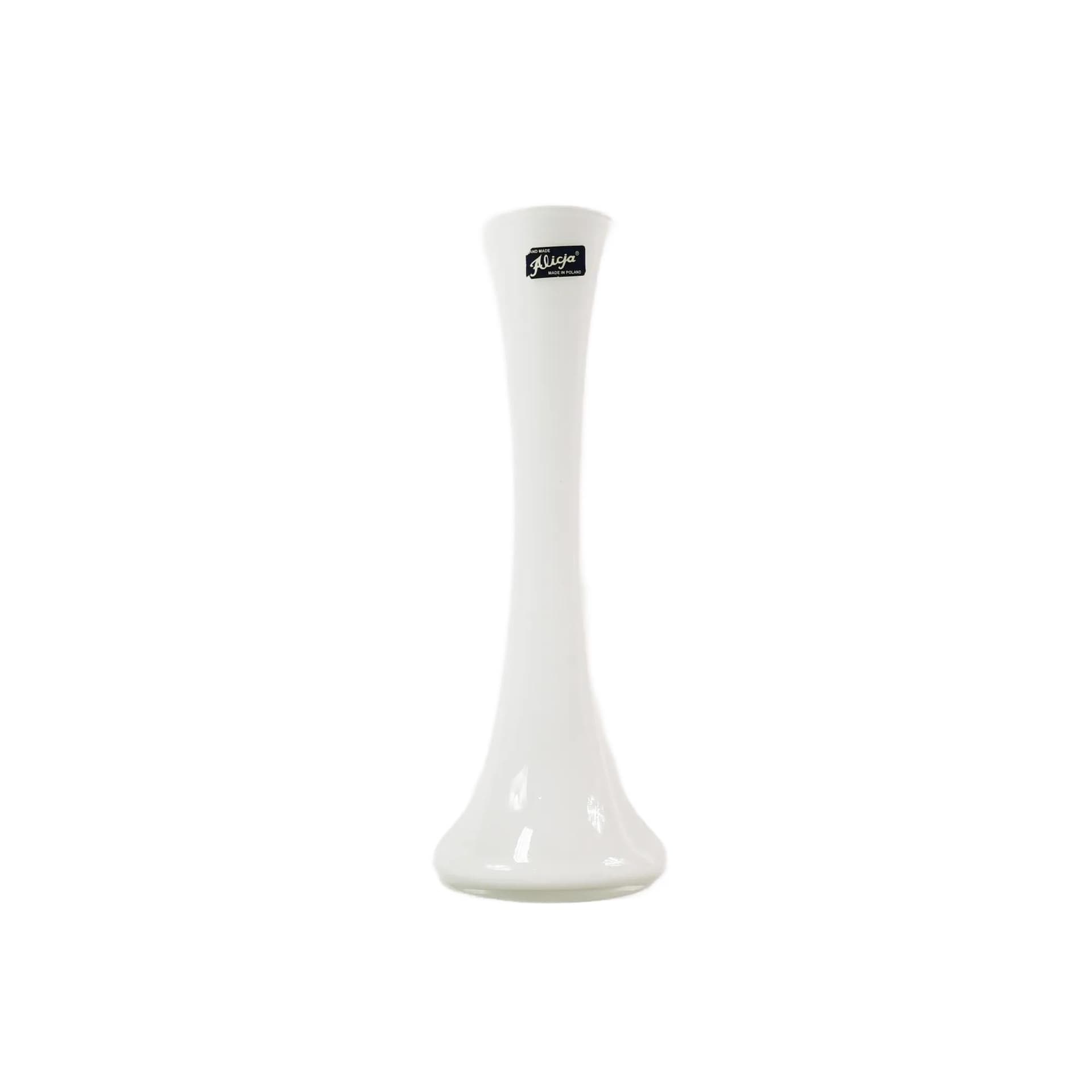 Vase Minimalist, white glass, Huta Alicja Tarnów, Poland, 1980s.