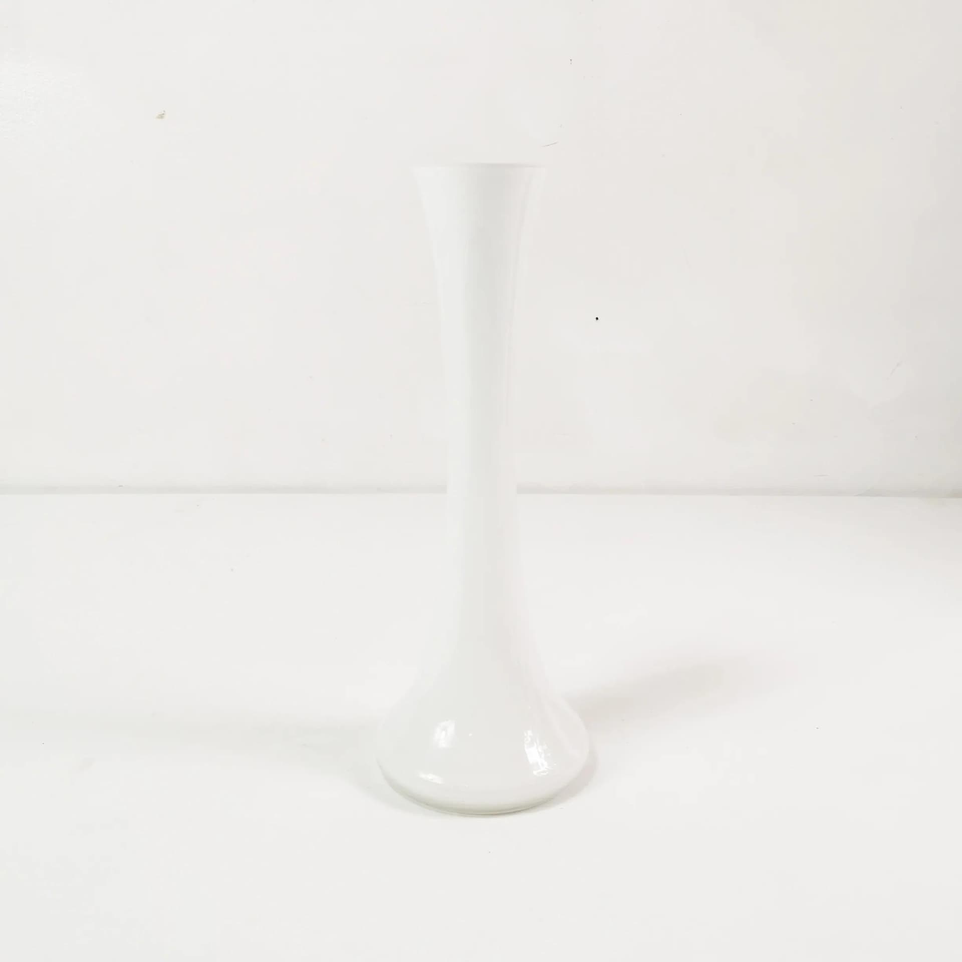 Vase Minimalist, white glass, Huta Alicja Tarnów, Poland, 1980s. - 336469