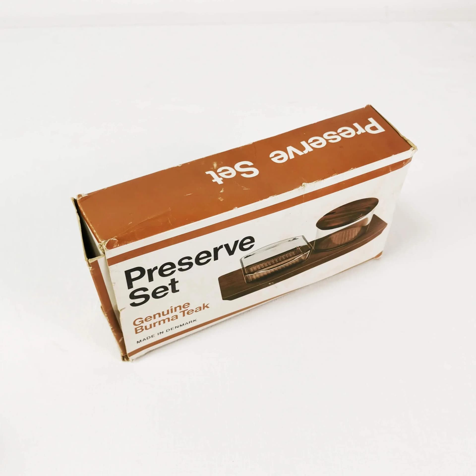 Spice set Mid Century, brown teak, transparent glass, Denmark, 1960s. - 336427