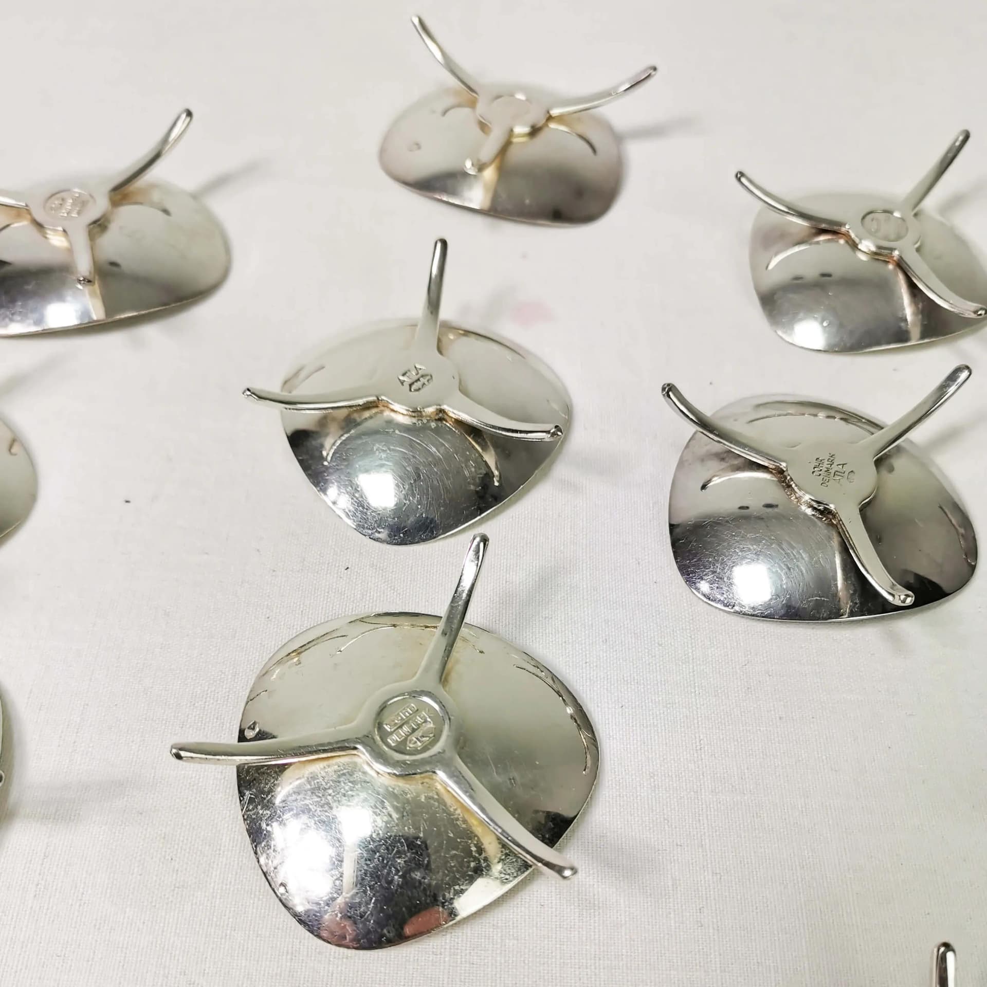 Set of fourteen candlesticks, silver, silver-plated metal, by C. Gohr, Atla, Denmark, 1960s. - 340089