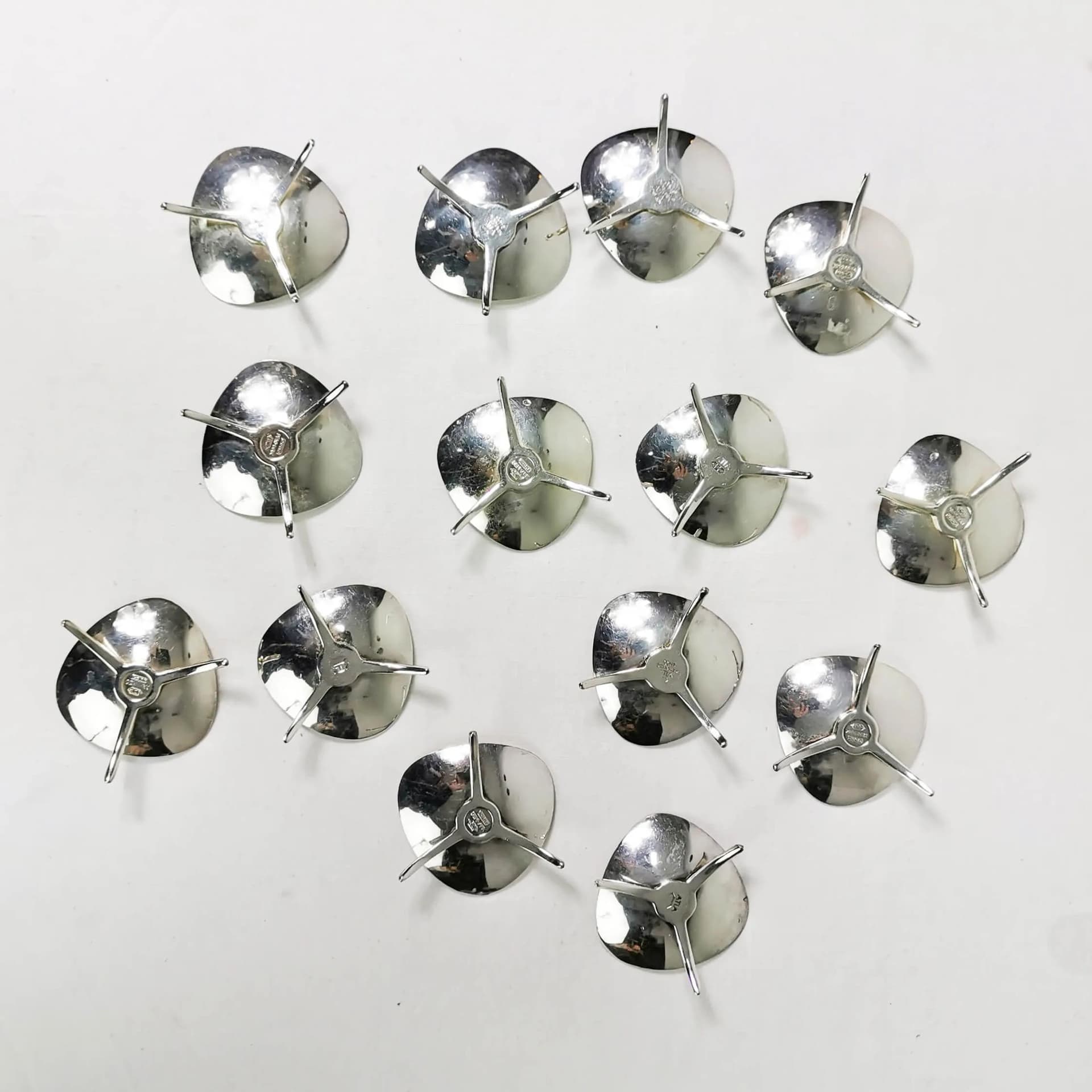 Set of fourteen candlesticks, silver, silver-plated metal, by C. Gohr, Atla, Denmark, 1960s. - 340088