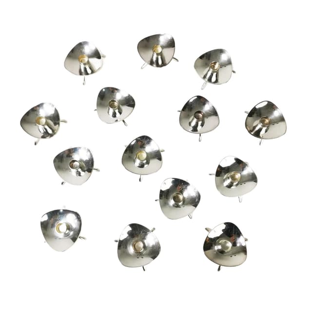 Set of fourteen candlesticks, silver, silver-plated metal, by C. Gohr, Atla, Denmark, 1960s. - DIMENSION