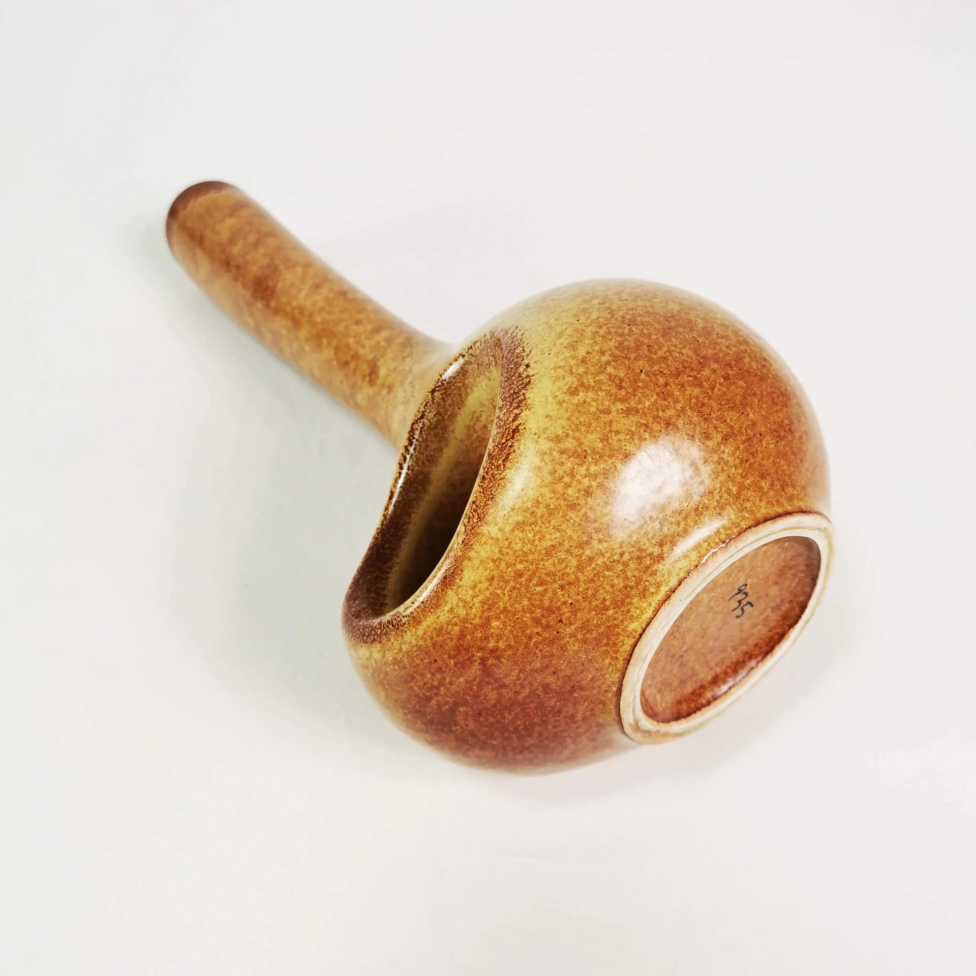 Modernist vase, brown orange, ceramic, by R. Rigon, Bertoncello, Italy, 1960s. - 340077