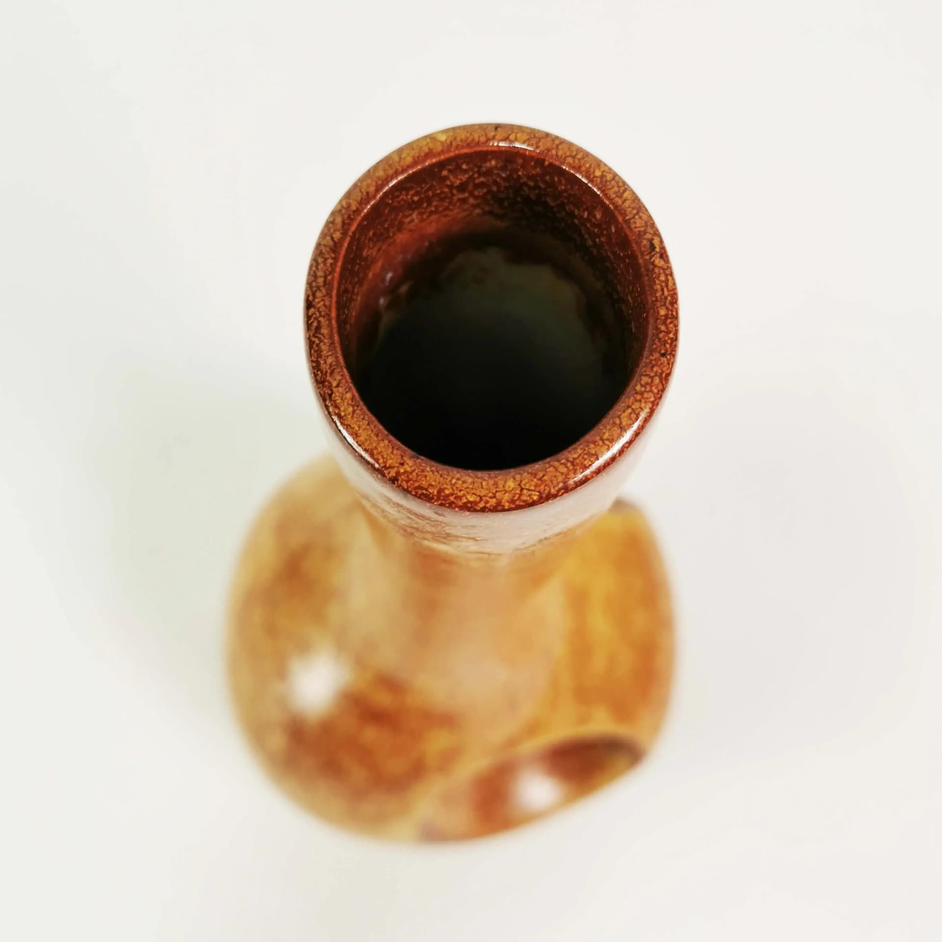 Modernist vase, brown orange, ceramic, by R. Rigon, Bertoncello, Italy, 1960s. - 340079