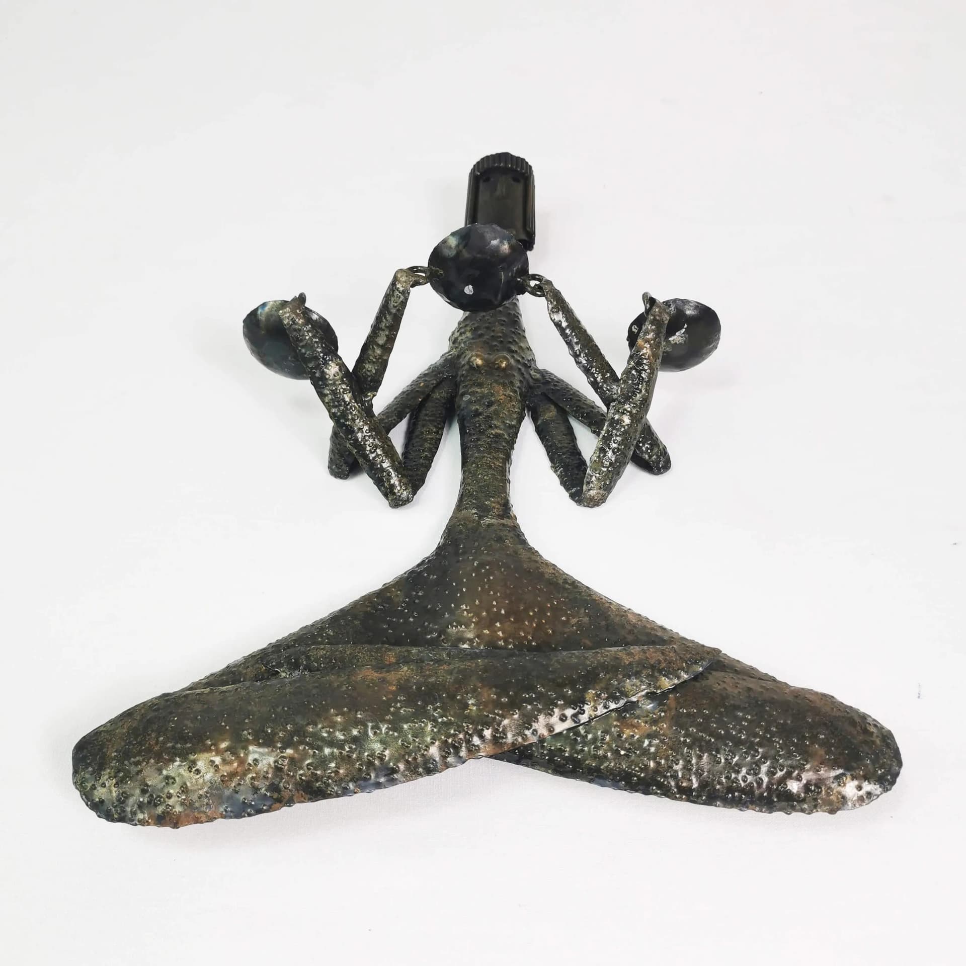 Wall candle holder, brown metal, Czechoslovakia, 1960s. - 340038