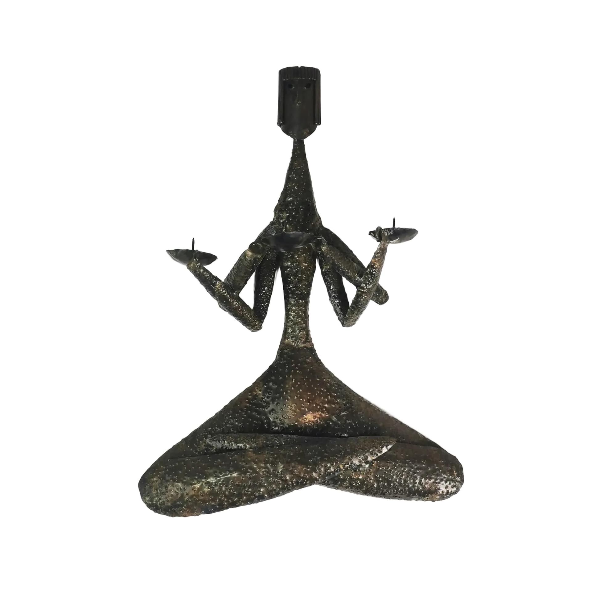 Wall candle holder, brown metal, Czechoslovakia, 1960s.