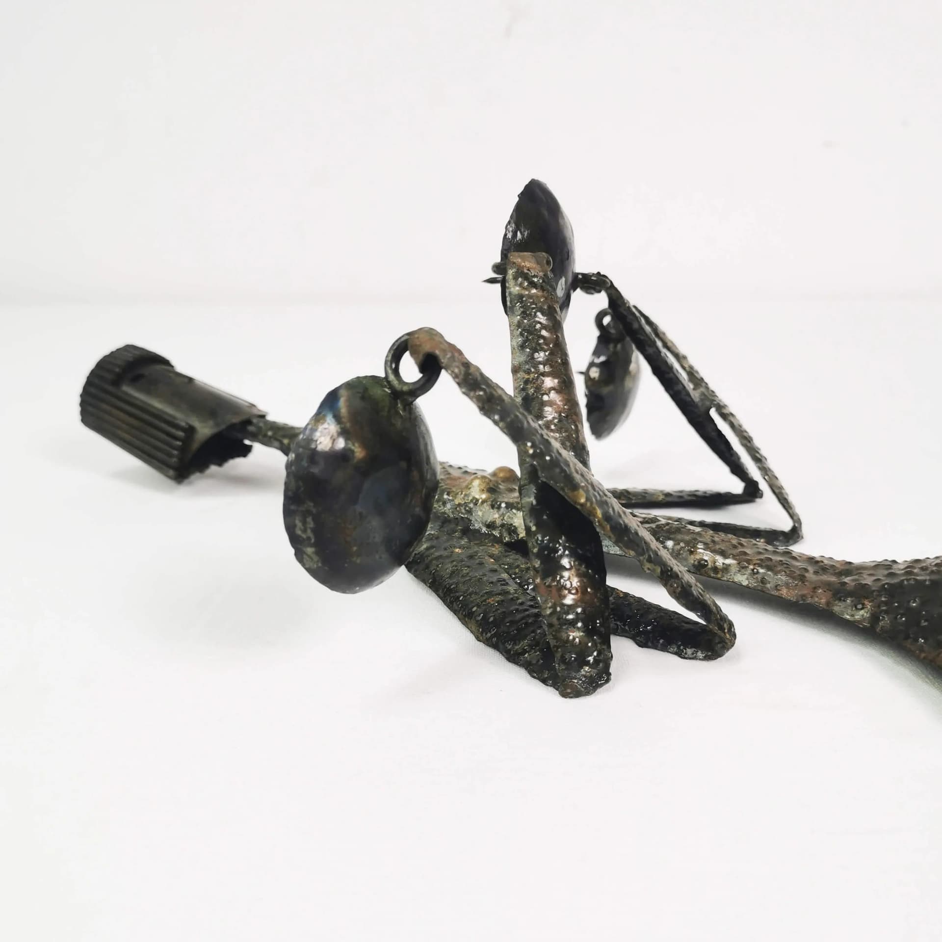 Wall candle holder, brown metal, Czechoslovakia, 1960s. - 340036