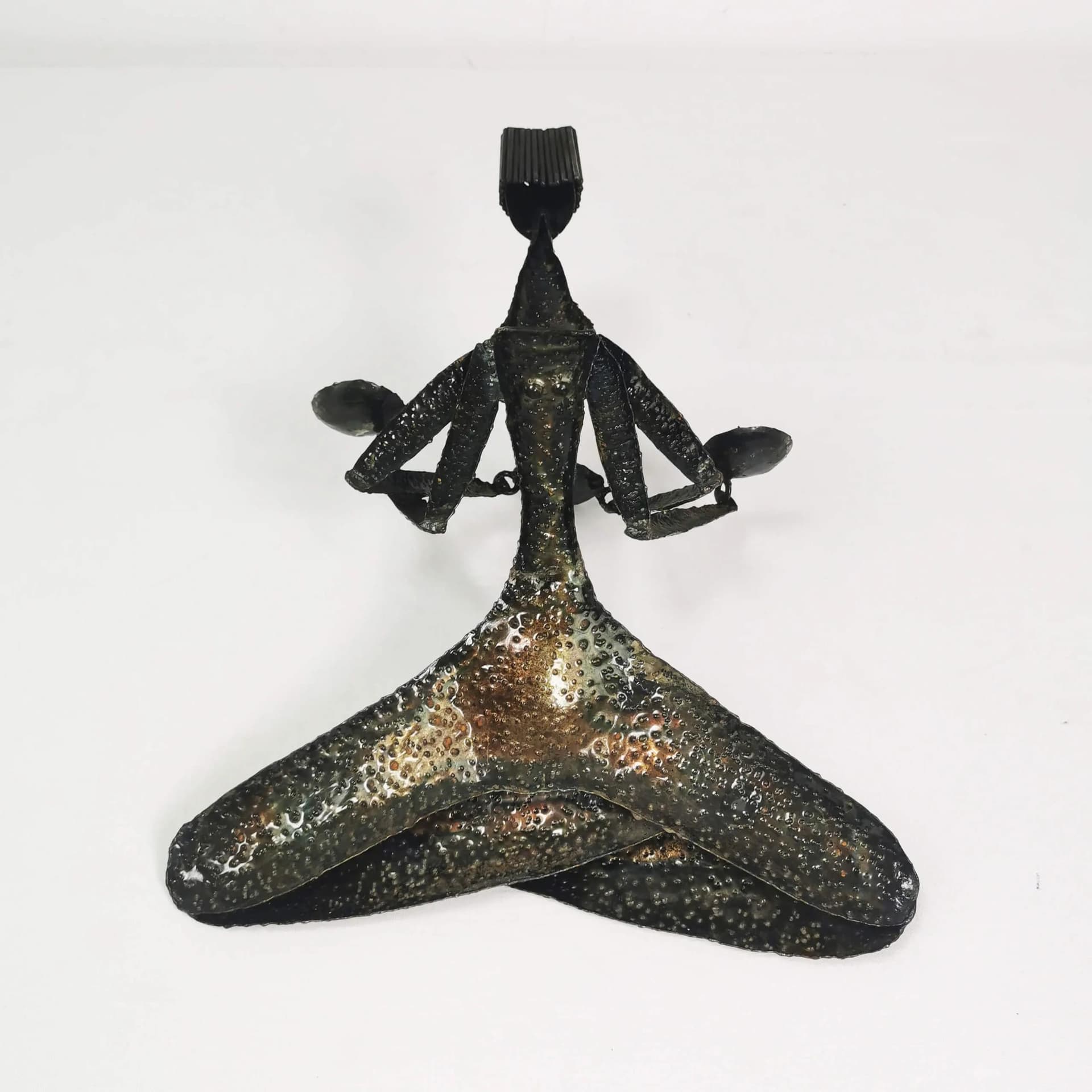 Wall candle holder, brown metal, Czechoslovakia, 1960s. - 340040