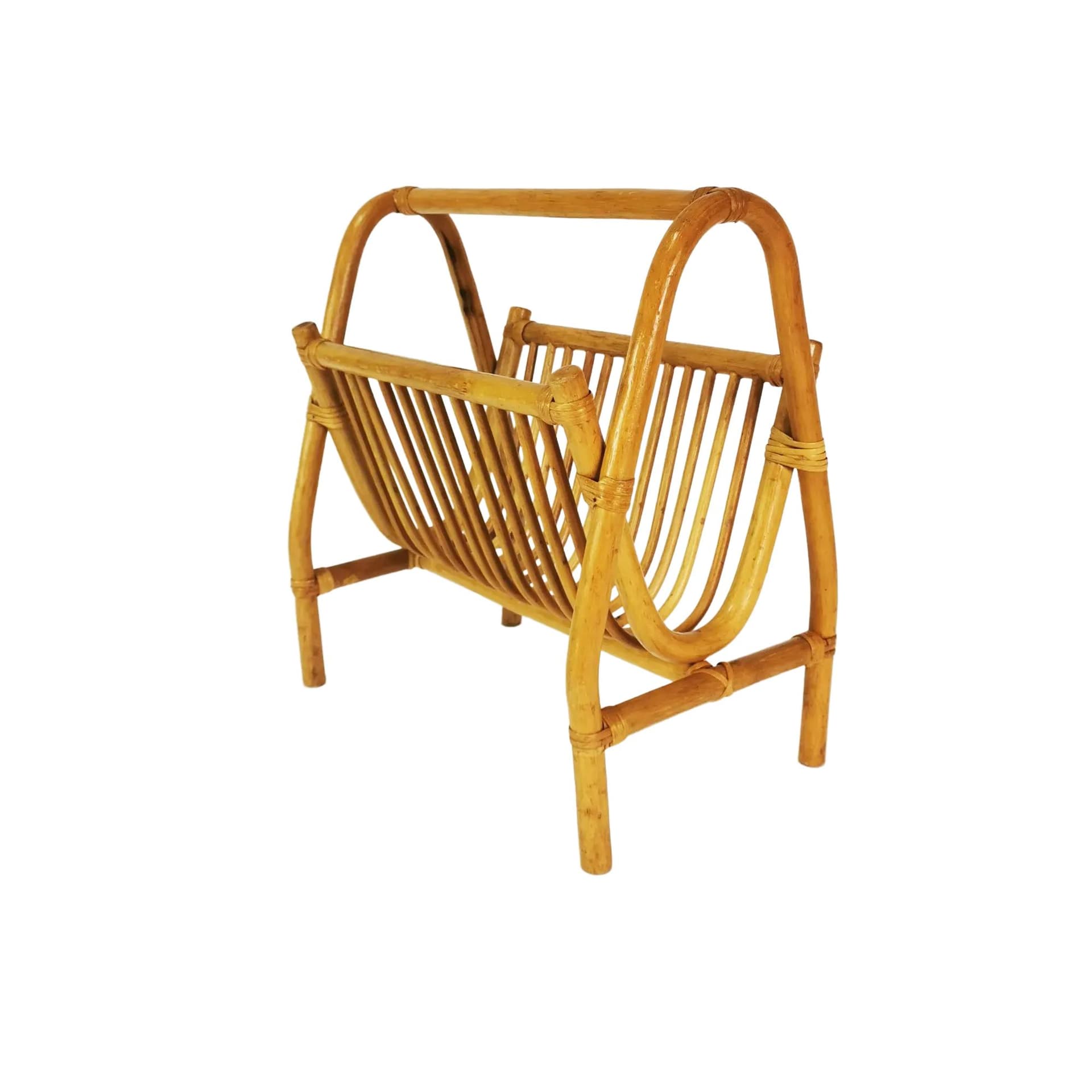 Gazetnik Mid Century, bambus brązowy, Niemcy, lata 60.