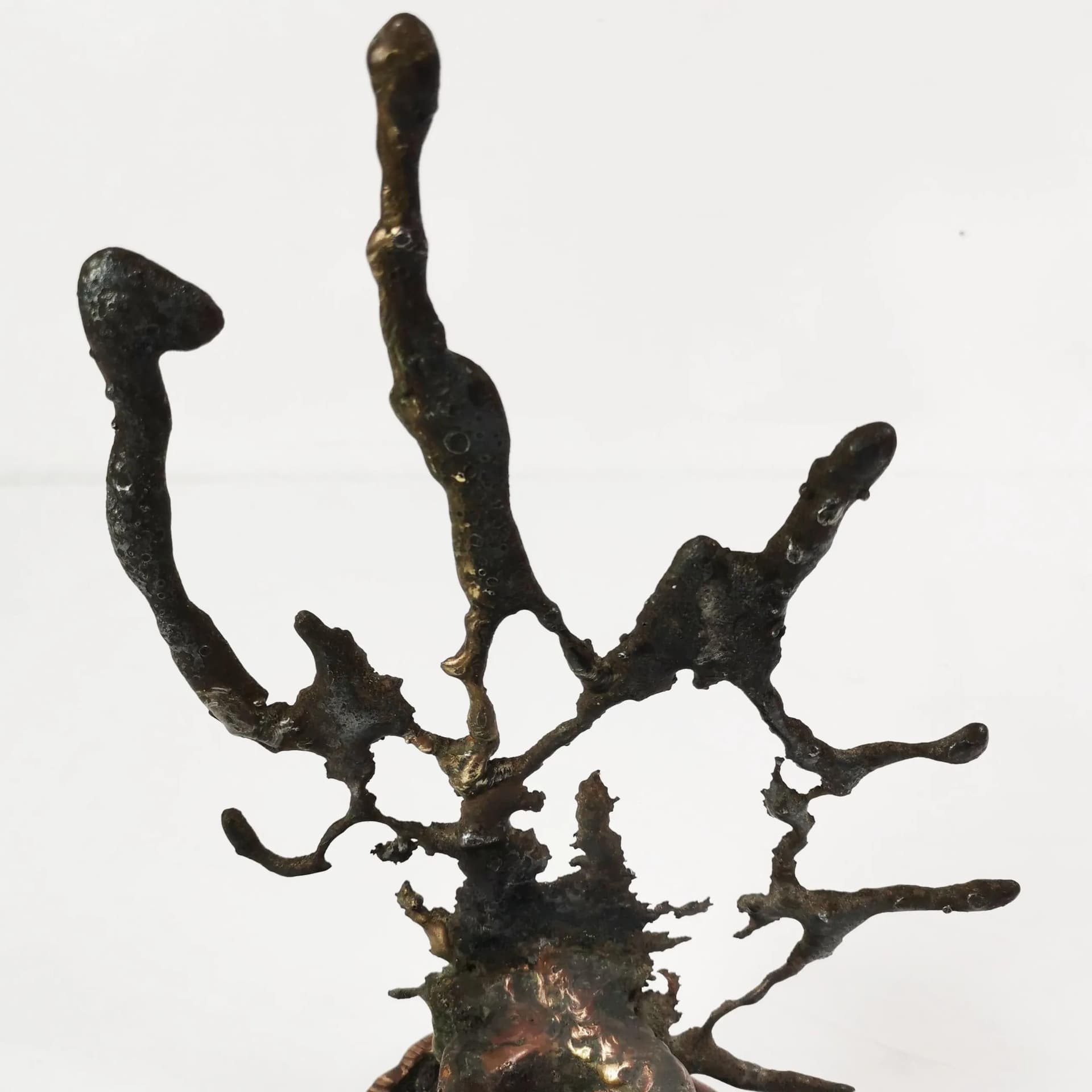 Candlestick Brutalist, black iron, gold brass, Belgium, 1960s - 339987