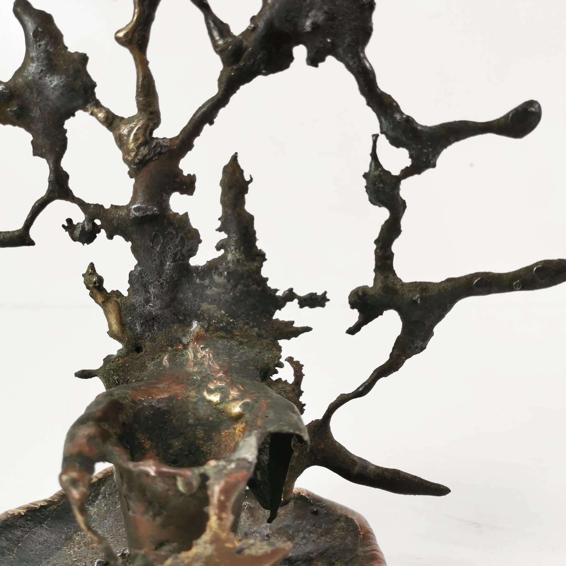 Candlestick Brutalist, black iron, gold brass, Belgium, 1960s - 339986