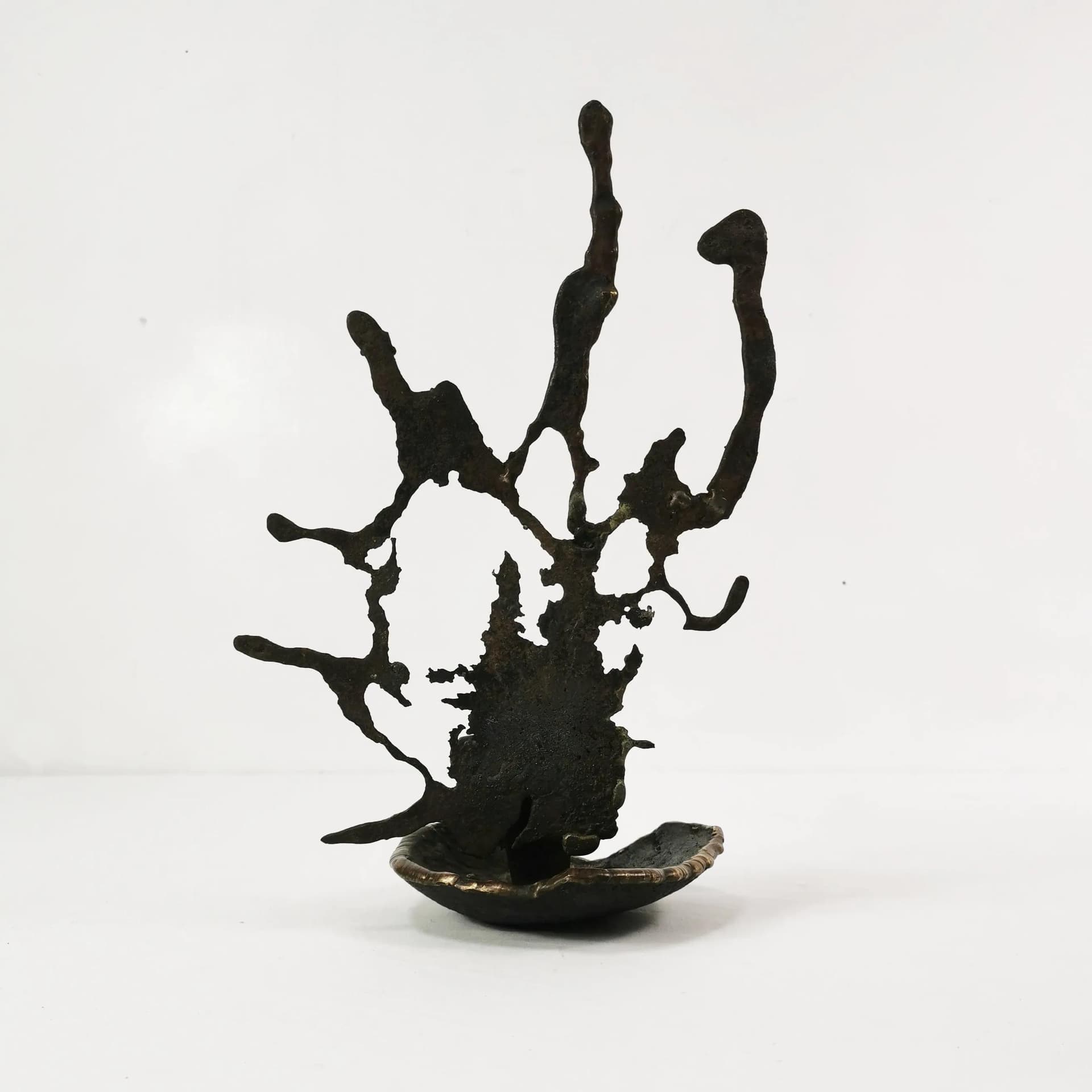 Candlestick Brutalist, black iron, gold brass, Belgium, 1960s - 339982