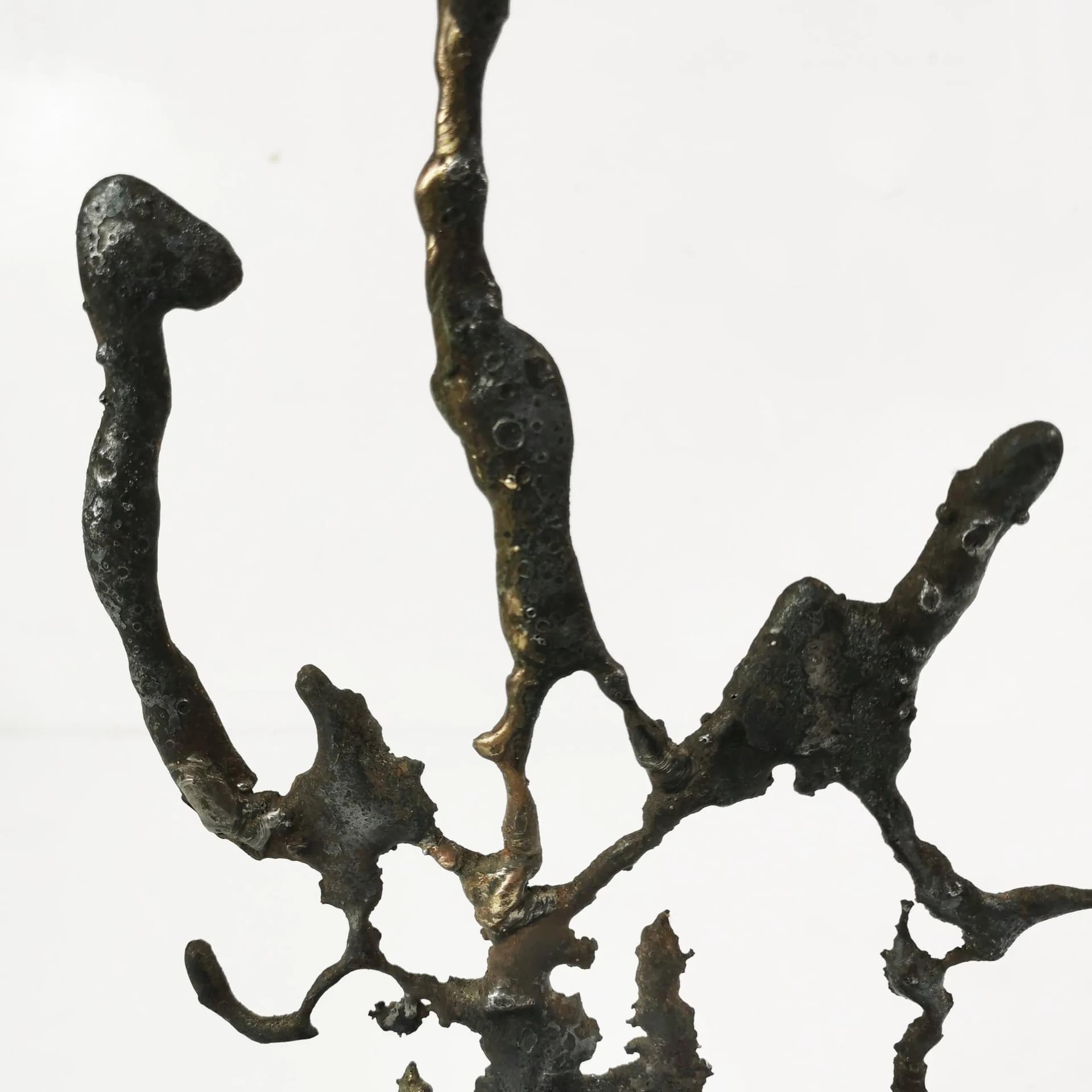 Candlestick Brutalist, black iron, gold brass, Belgium, 1960s - 339985