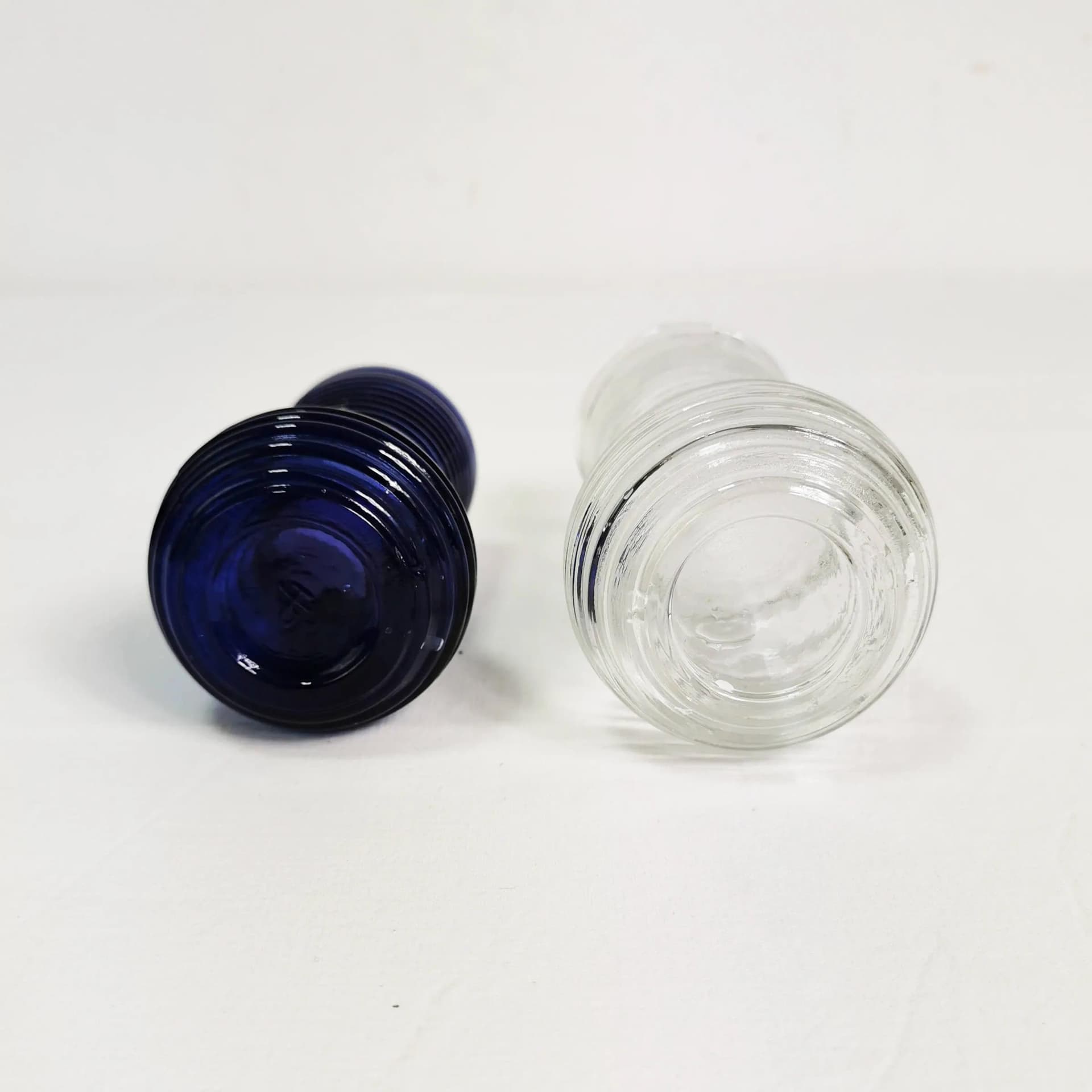 Pair of vases, blue and transparent glass, Poland, 1970s. - 337632