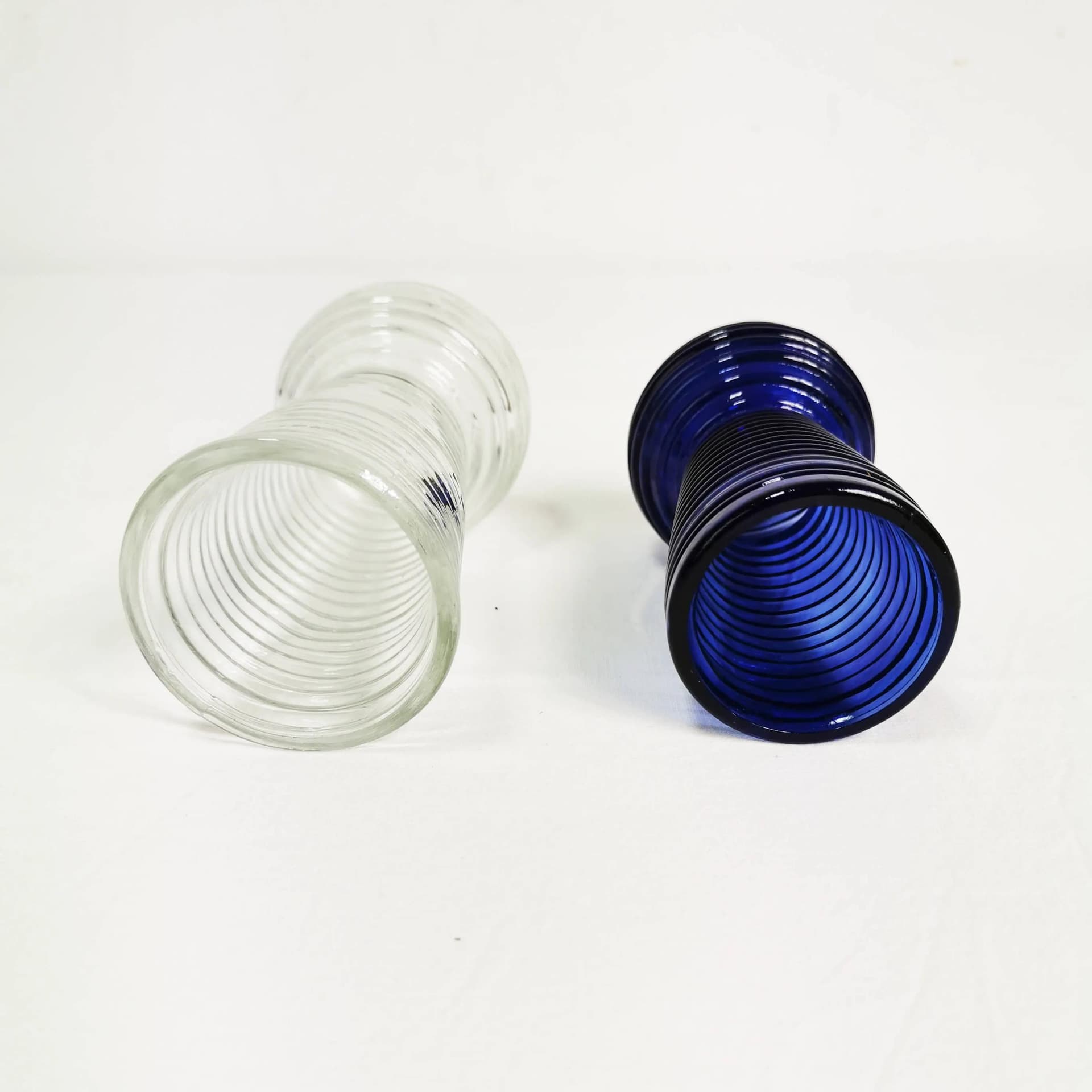 Pair of vases, blue and transparent glass, Poland, 1970s. - 337631