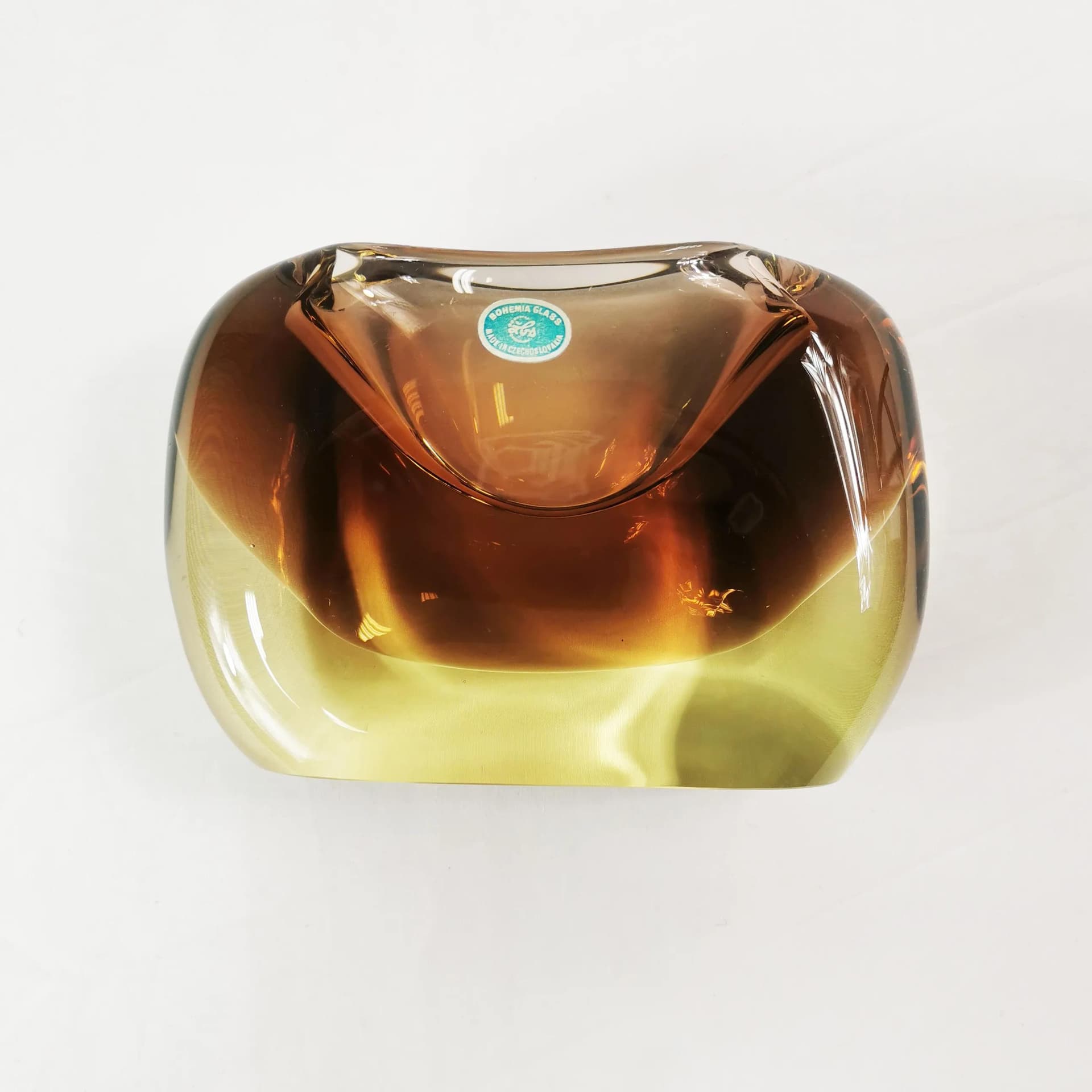 Popielnica Bohemian Art Glass, brązowy, szkło, proj. M. Klinger, Czechosłowacja, lata 60. - 337591