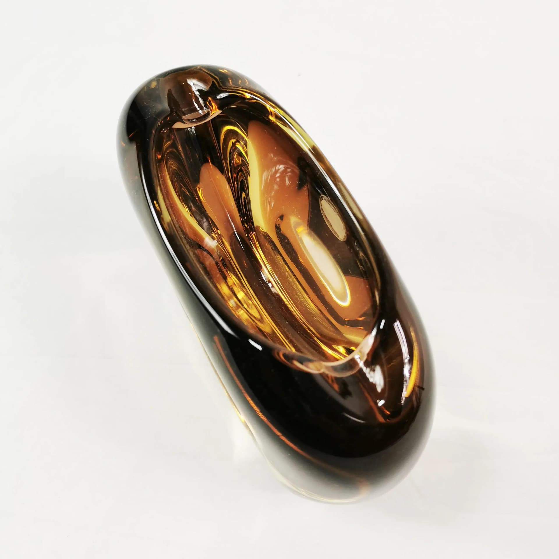 Popielnica Bohemian Art Glass, brązowy, szkło, proj. M. Klinger, Czechosłowacja, lata 60. - 337595