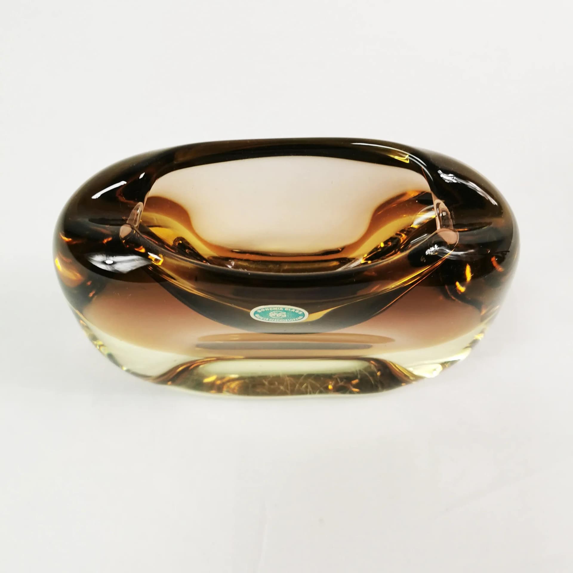 Popielnica Bohemian Art Glass, brązowy, szkło, proj. M. Klinger, Czechosłowacja, lata 60. - 337594