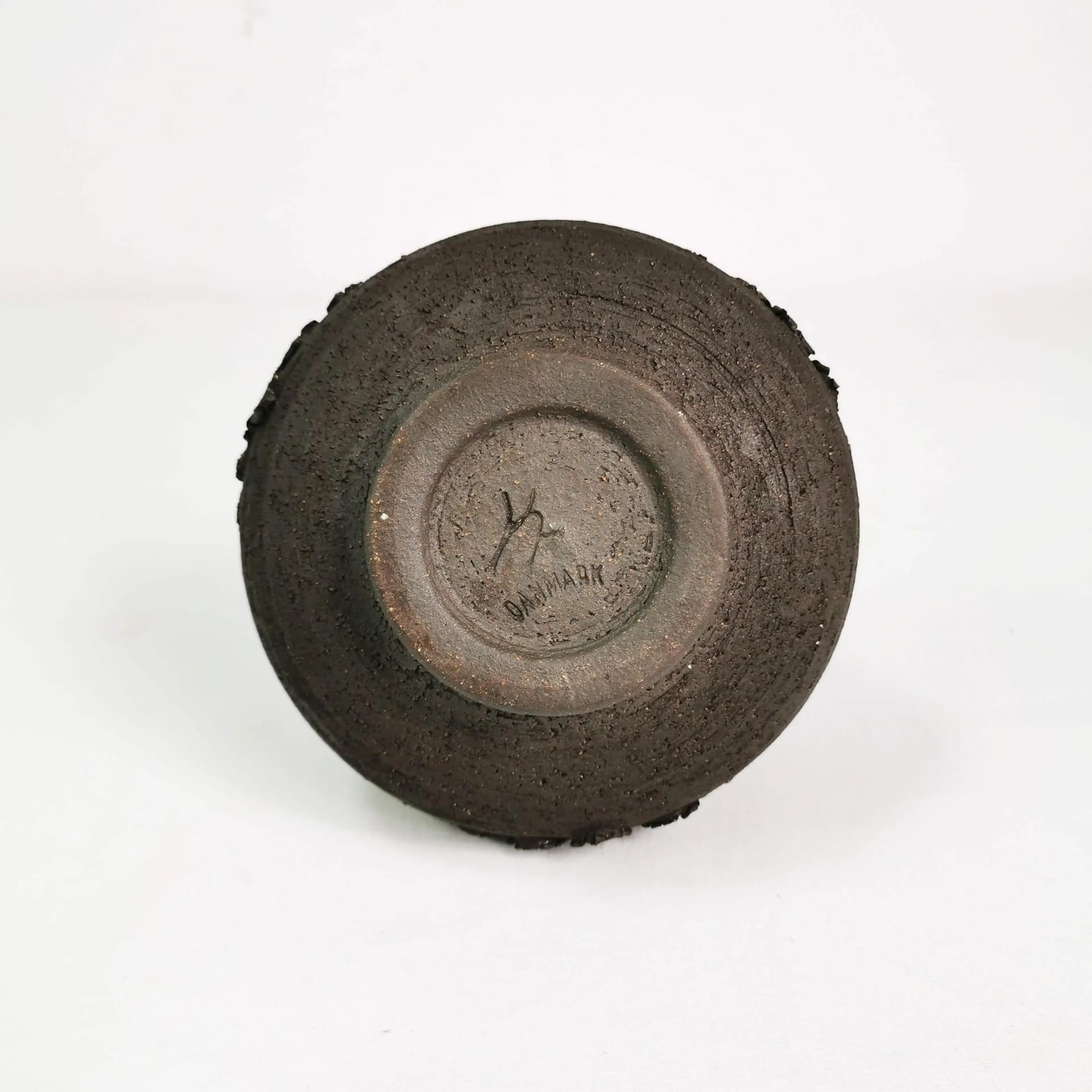 Candle Holder Mid Century, black-brown stoneware, Denmark, 1970s. - 337578